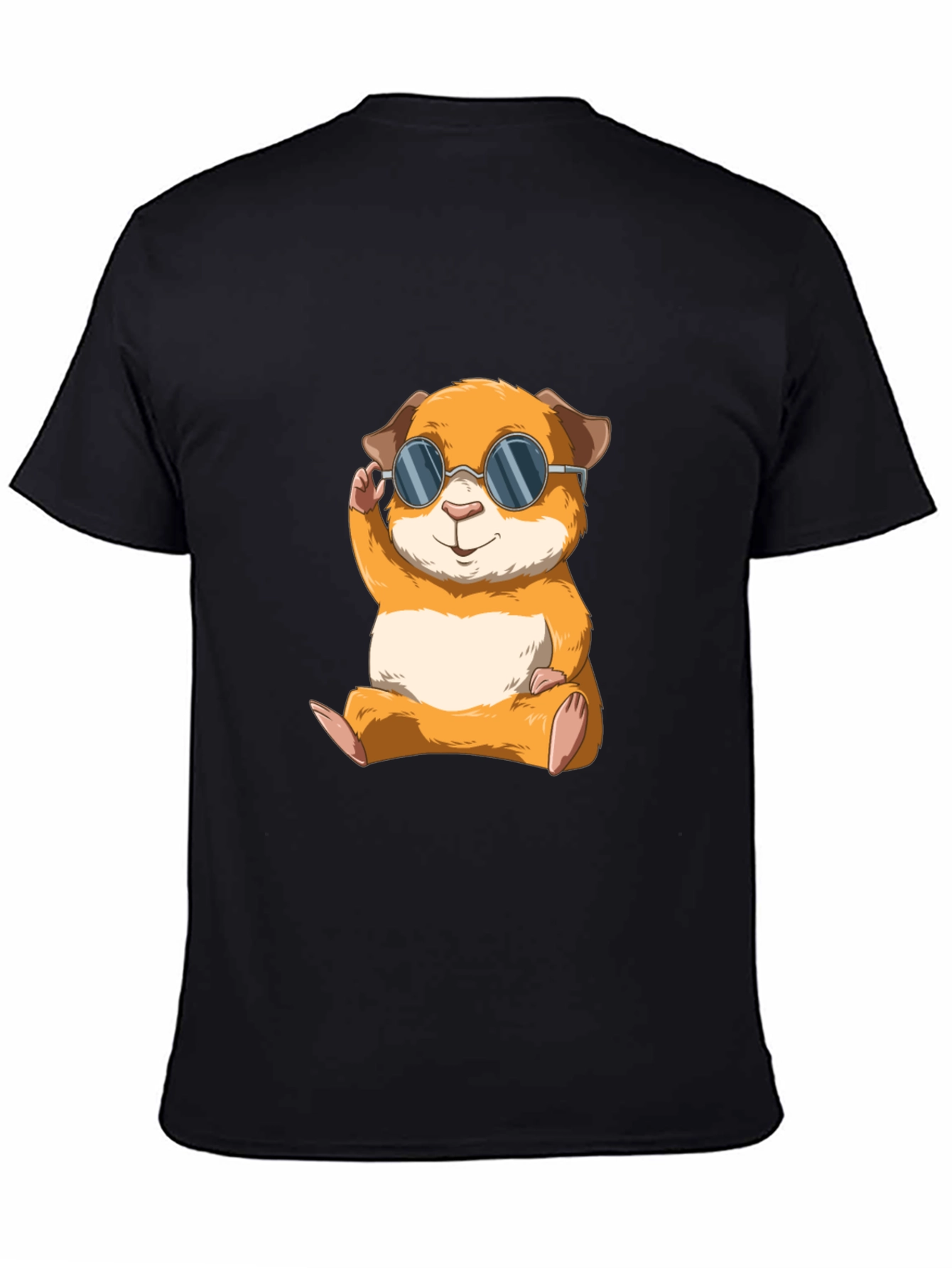 Black Cool Hamster Graphic Tee - Black Cotton T-Shirt view 4