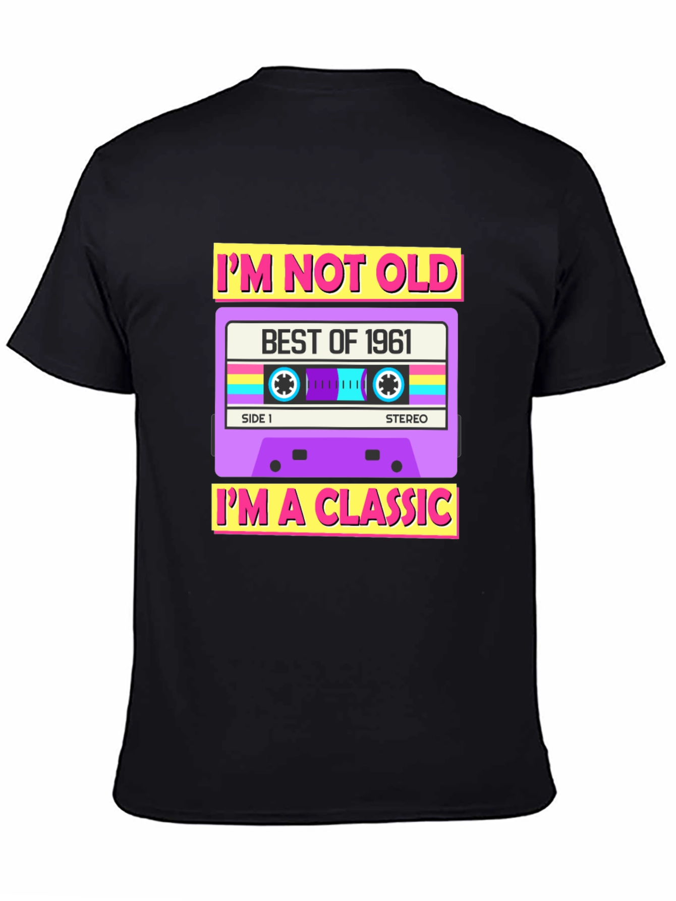 Black Best of 1961 Classic Cassette T-Shirt view 4