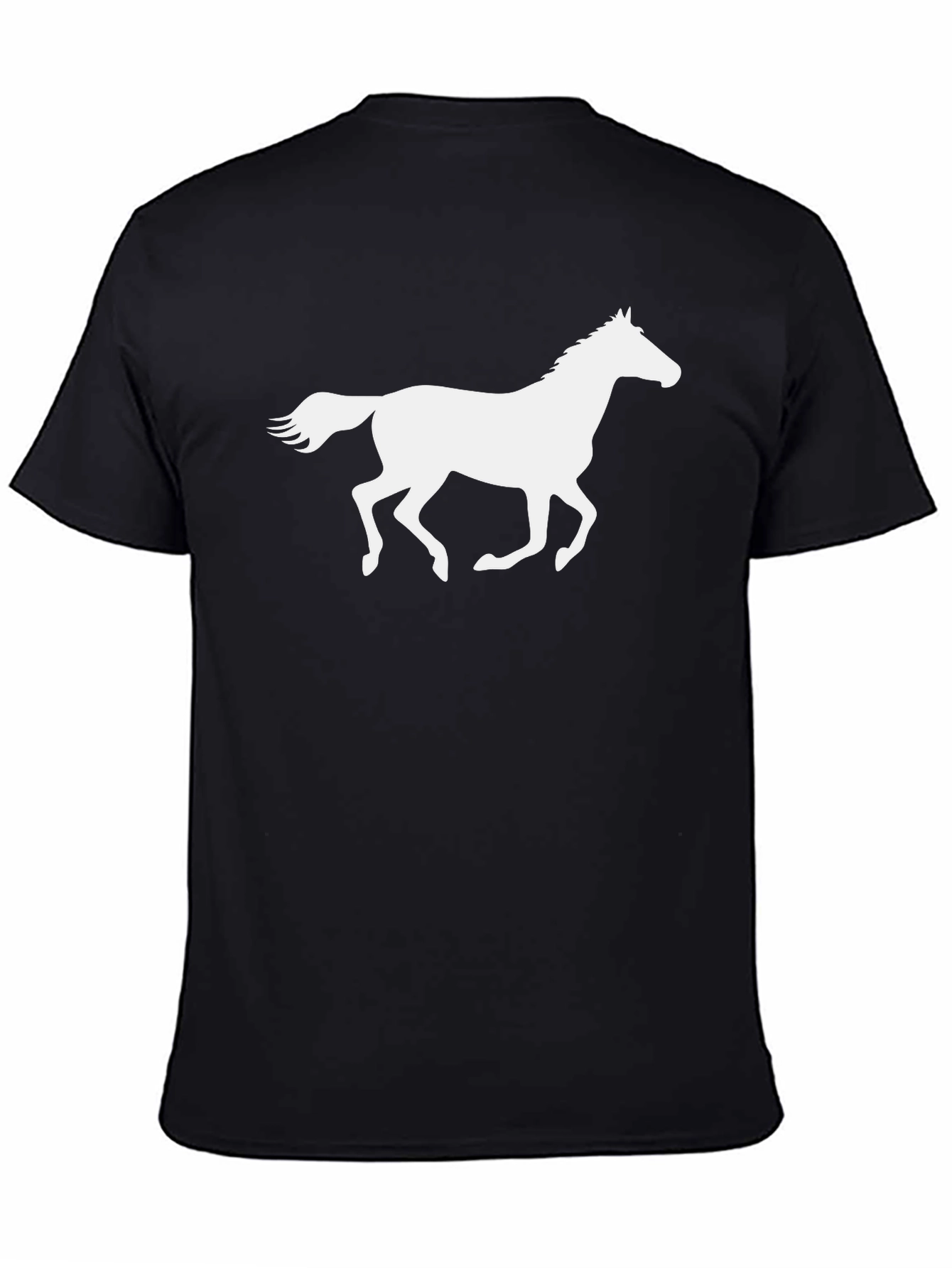 Black Black T-Shirt with White Horse Graphic view 4