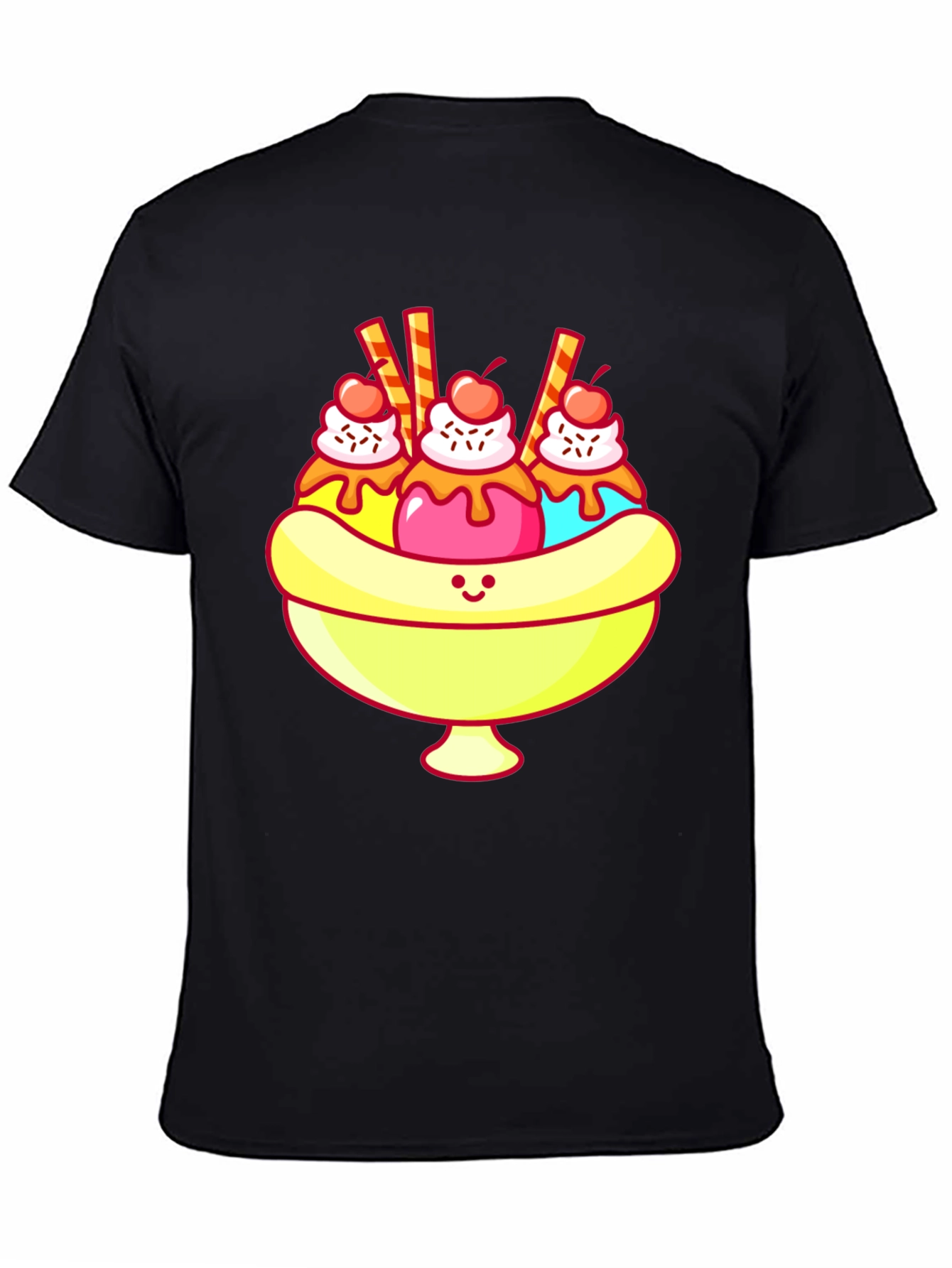 Black Banana Split T-Shirt - Sweet Cartoon Graphic Tee view 4