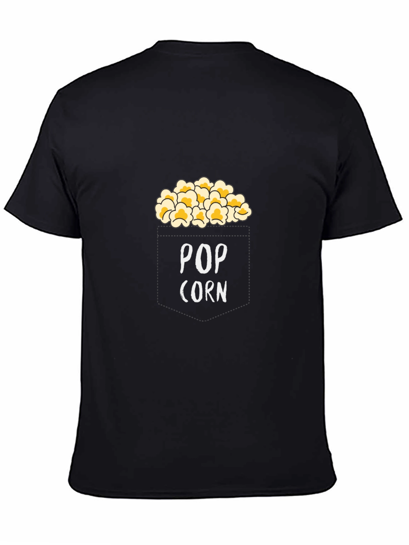 Black Popcorn Graphic Print Black Cotton T-Shirt view 4