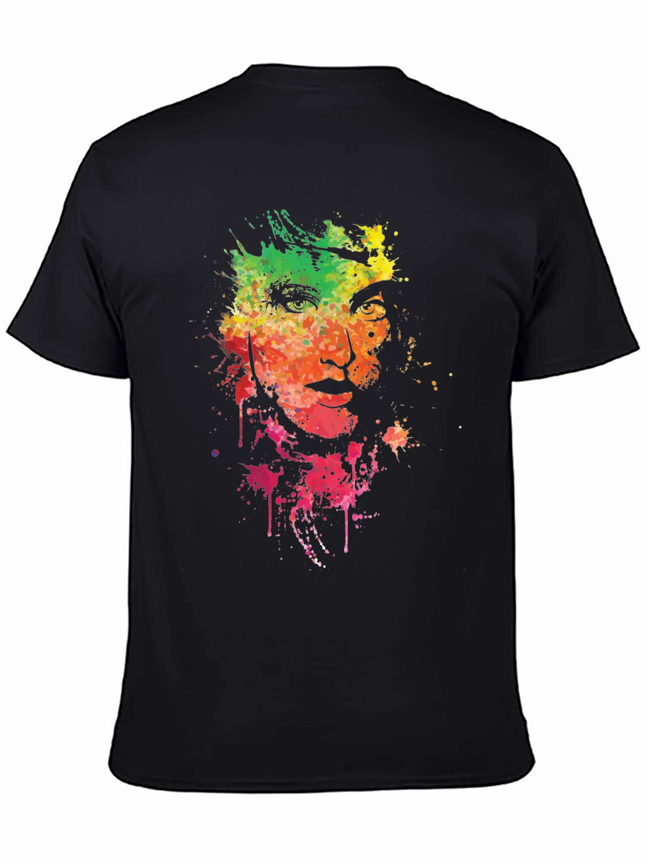 Black Colorful Splatter Art Graphic T-Shirt view 4