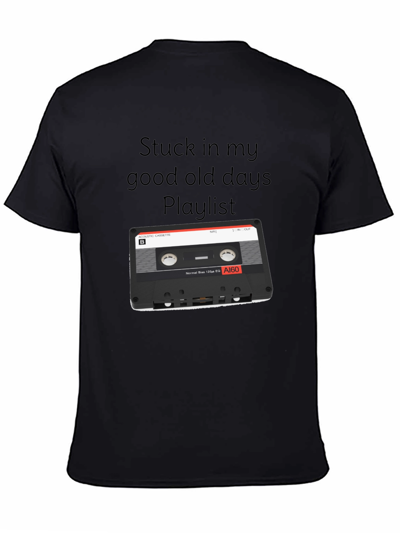 Black Retro Mixtape T-Shirt - Good Old Days Playlist view 4