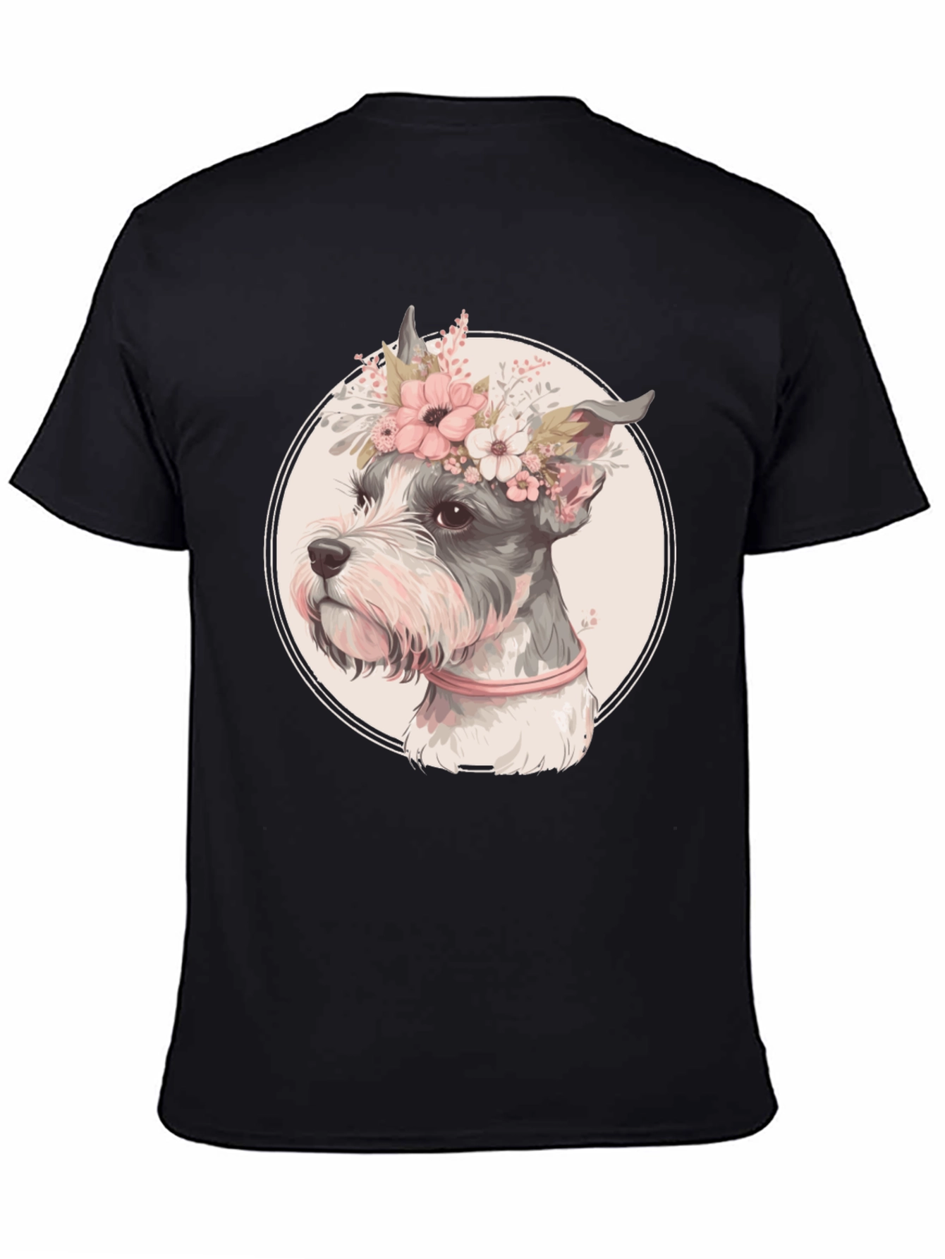 Black Dog with Flower Crown Graphic Tee view 4