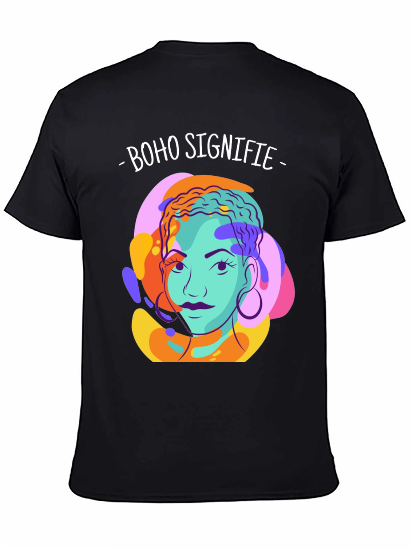 Black Boho Signifie Graphic Tee - Unisex Black T-Shirt view 4