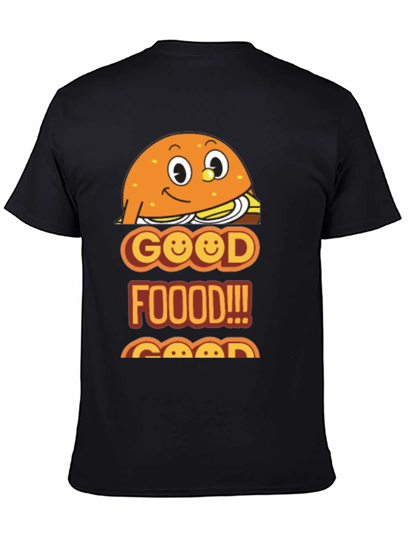Black Good Food Burger Graphic Tee - Unisex Black T-Shirt view 4