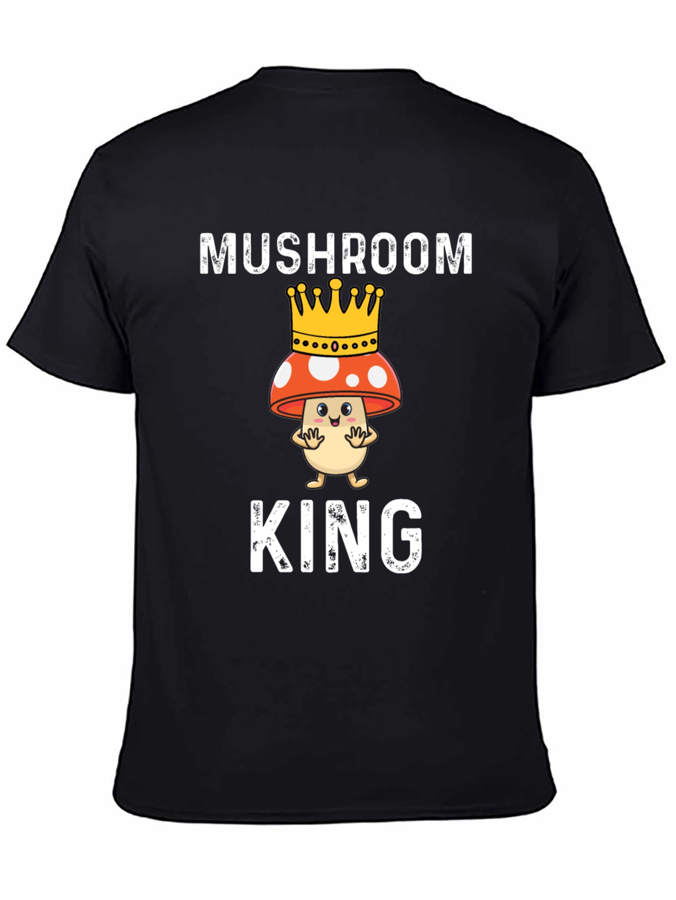 Black Mushroom King T-Shirt - Funny Graphic Tee view 4