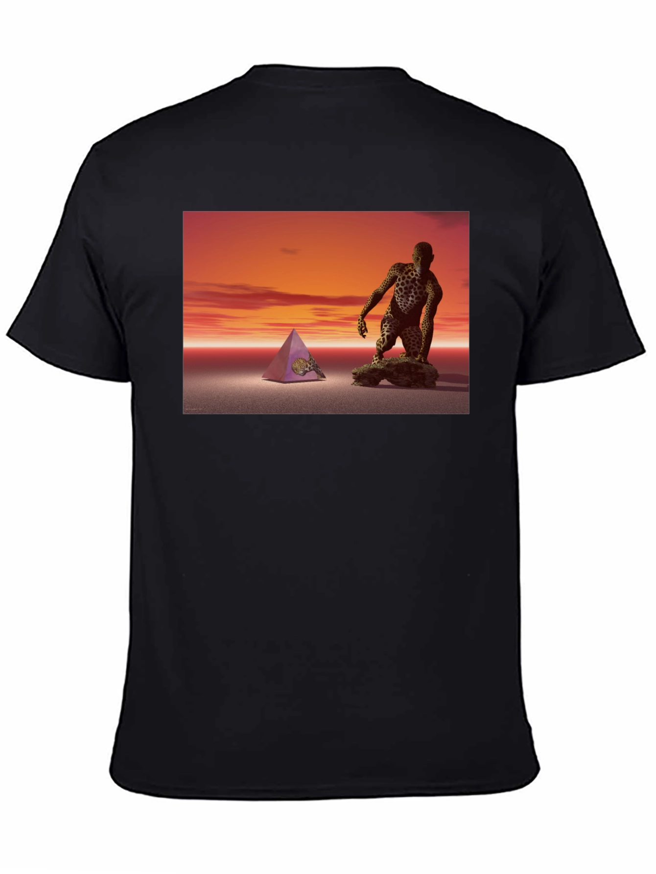 Black Surreal Pyramid & Figure Tee view 4