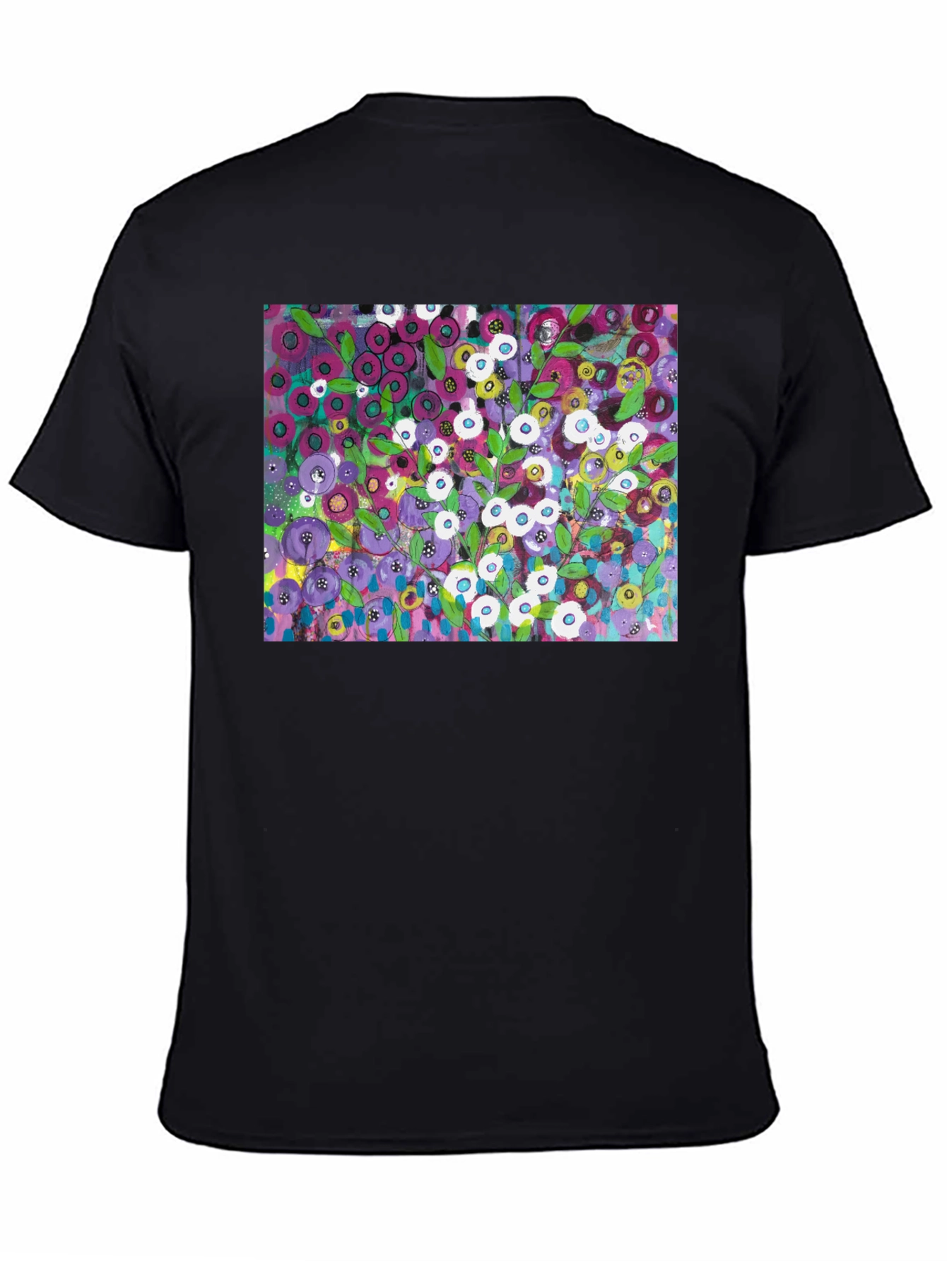Black Floral Print Black Tee view 4