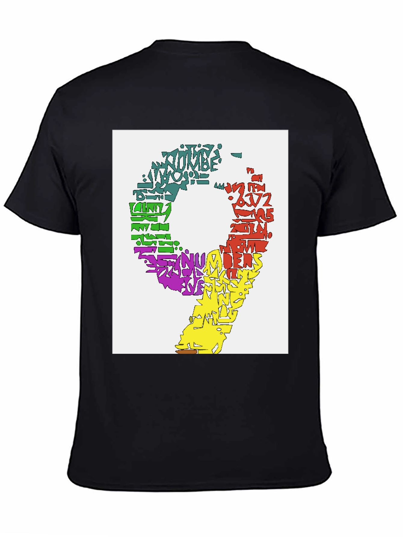 Black Colorful Number 9 Word Art Graphic Tee view 4