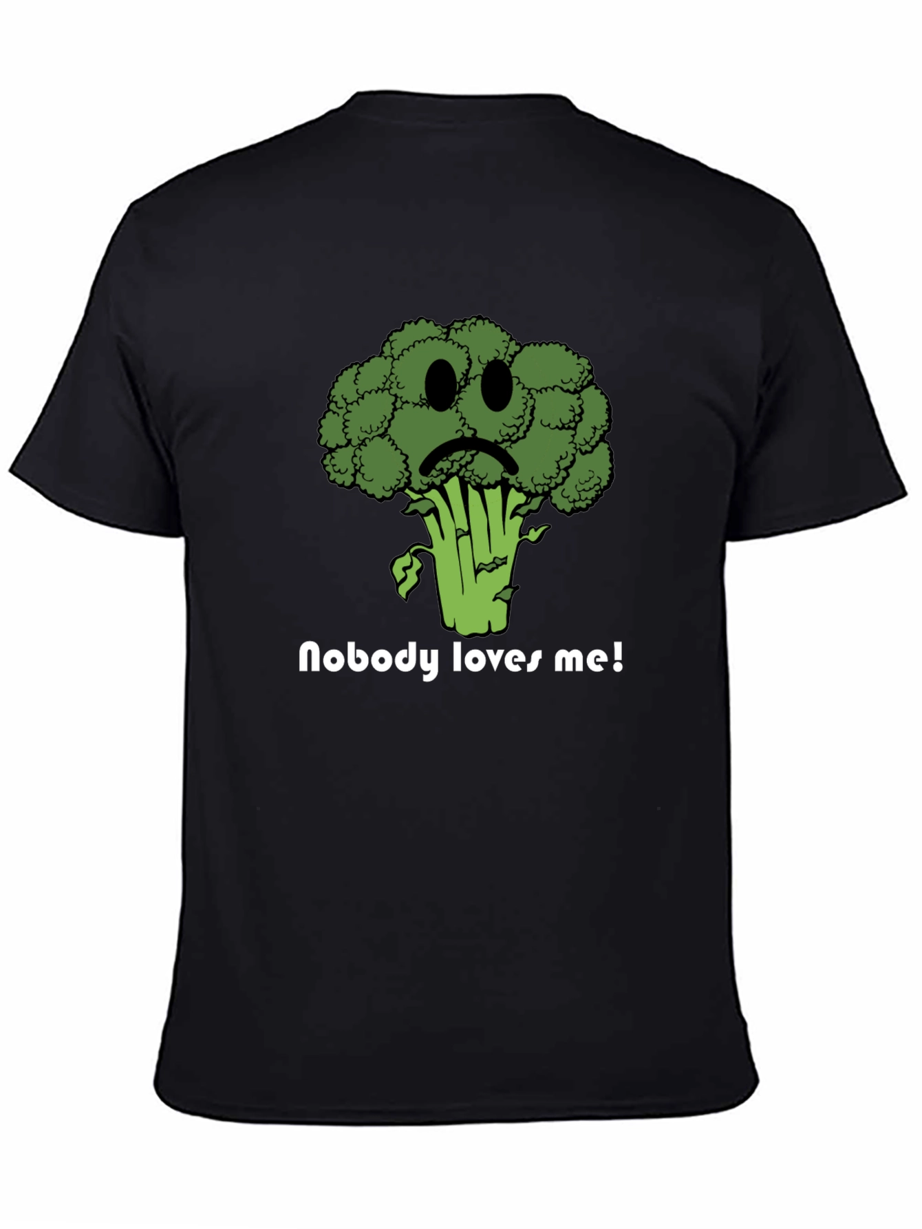 Black Sad Broccoli T-Shirt - Nobody Loves Me Graphic Tee view 4