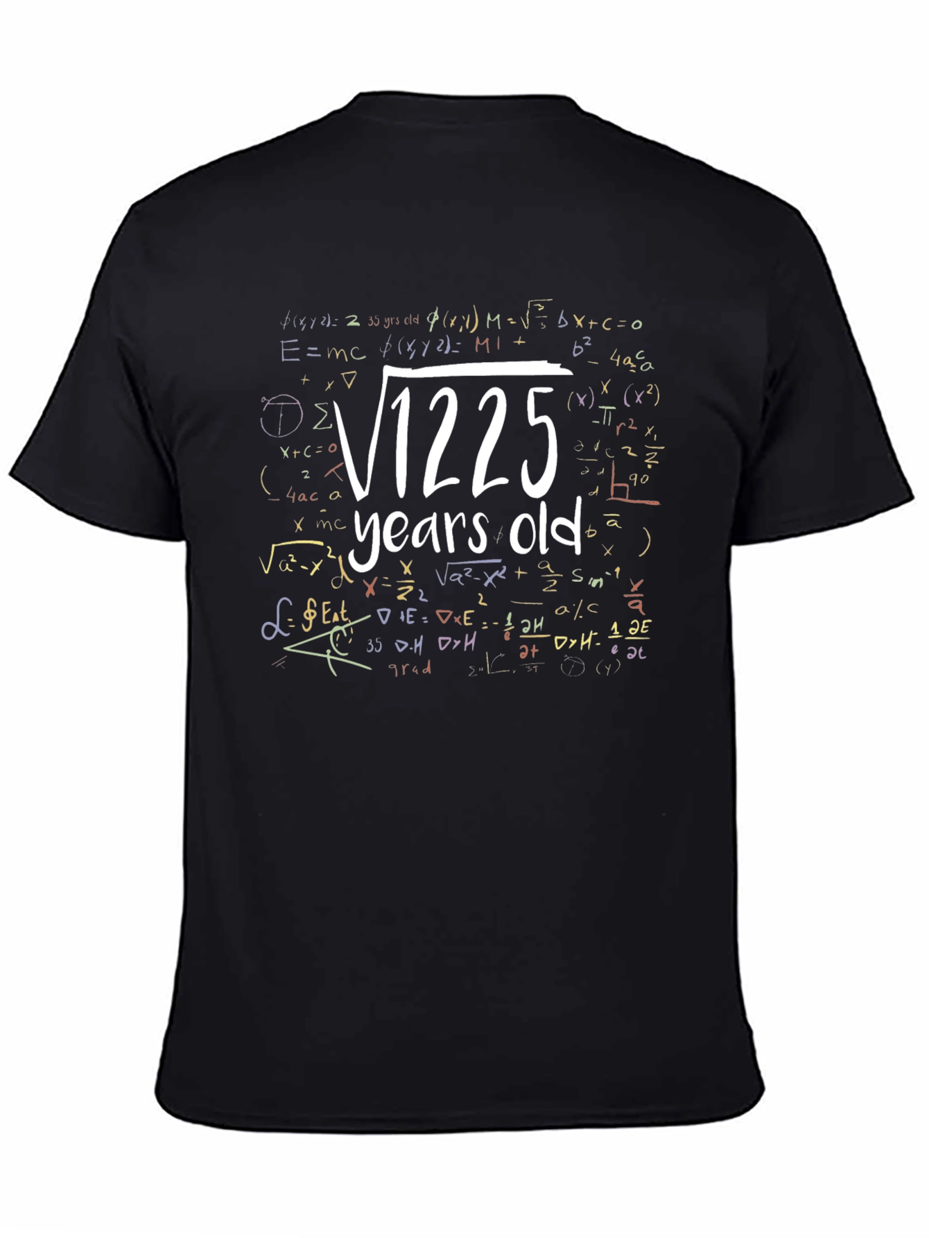 Black Funny Math 35th Birthday T-Shirt - Square Root 1225 Years Old view 4