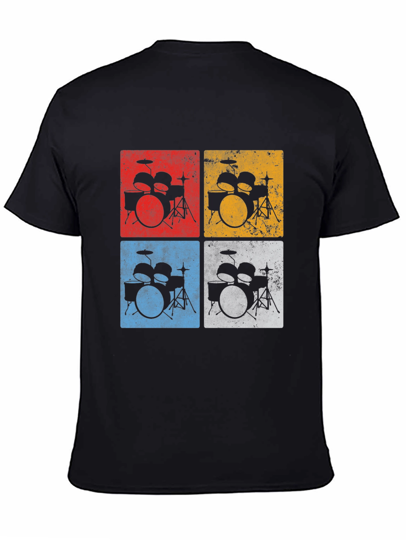 Black Retro Drum Kit T-Shirt - Musician's Tee view 4