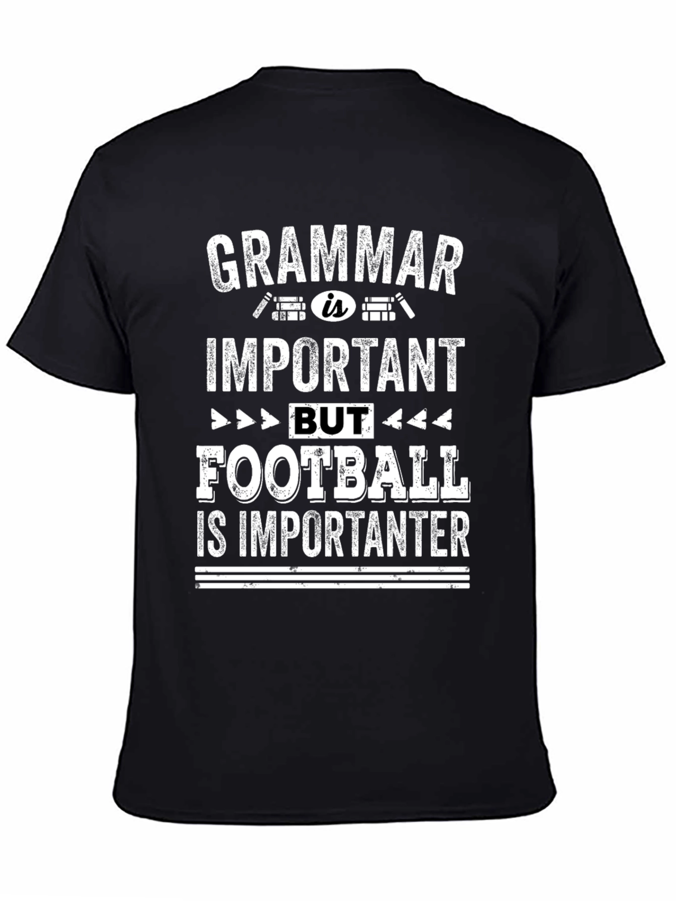 Black Grammar vs Football Funny Graphic Tee view 4