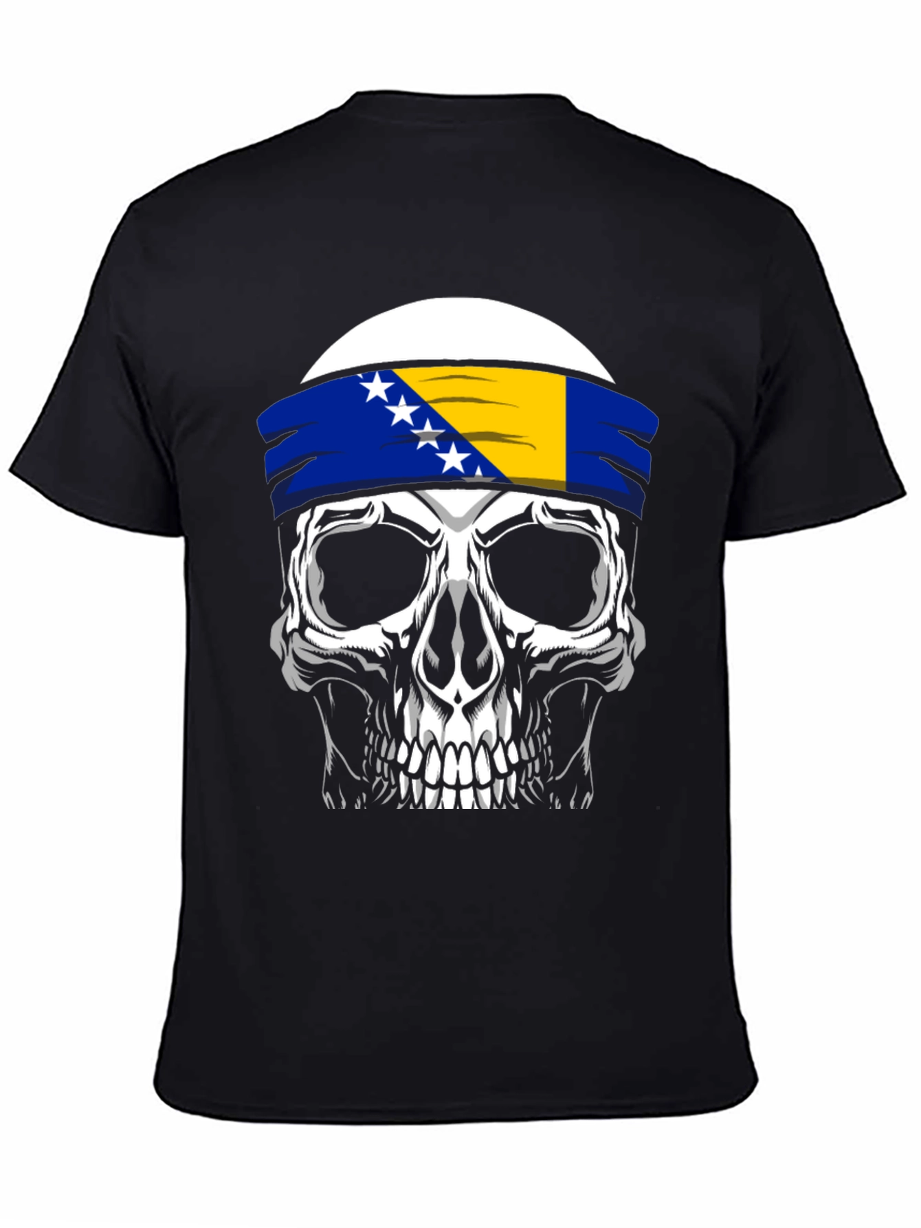 Skull Bosnia Flag Headband T-Shirt - 4