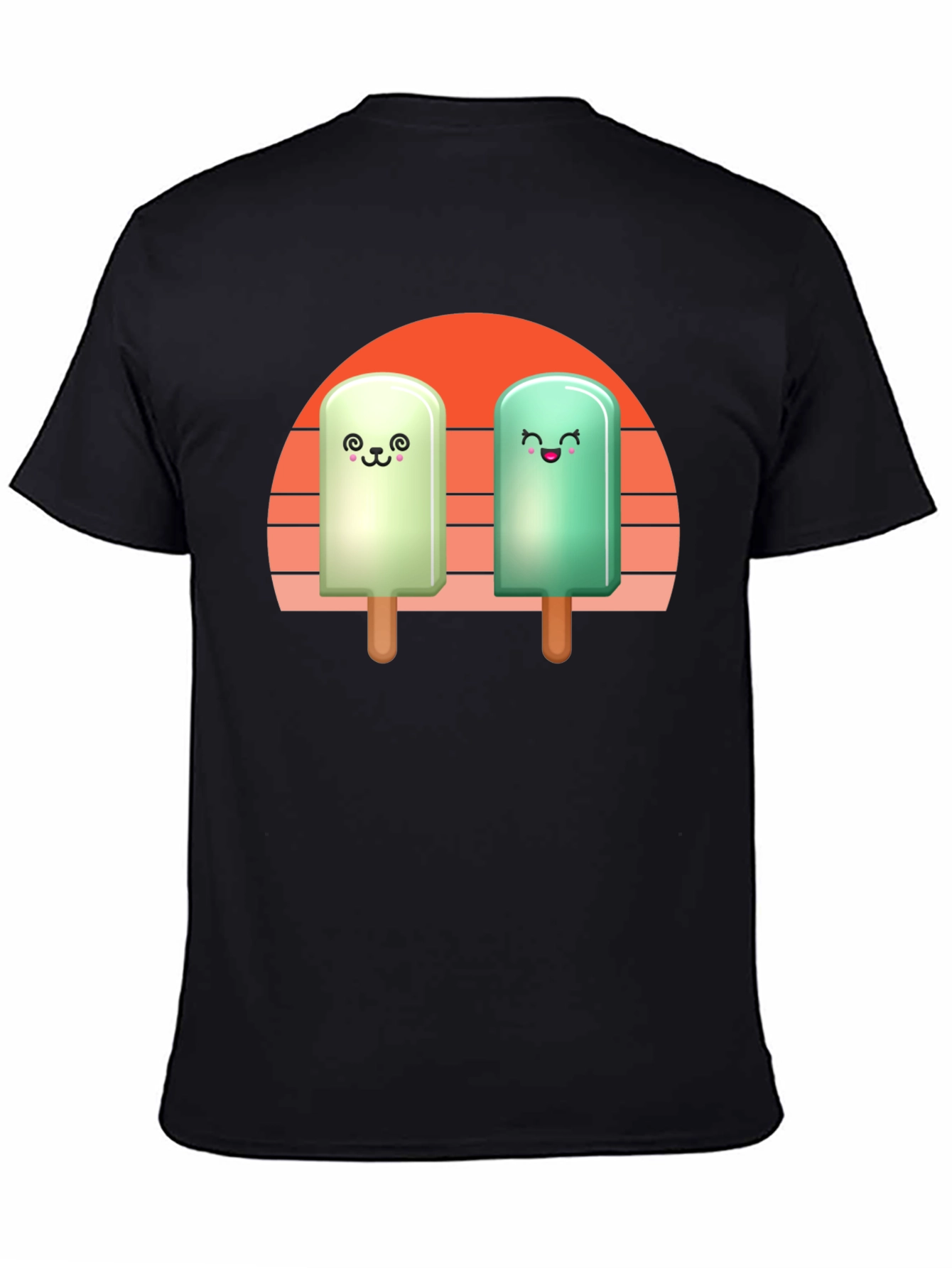 Black Cute Popsicle T-Shirt - Kawaii Ice Cream Tee view 4