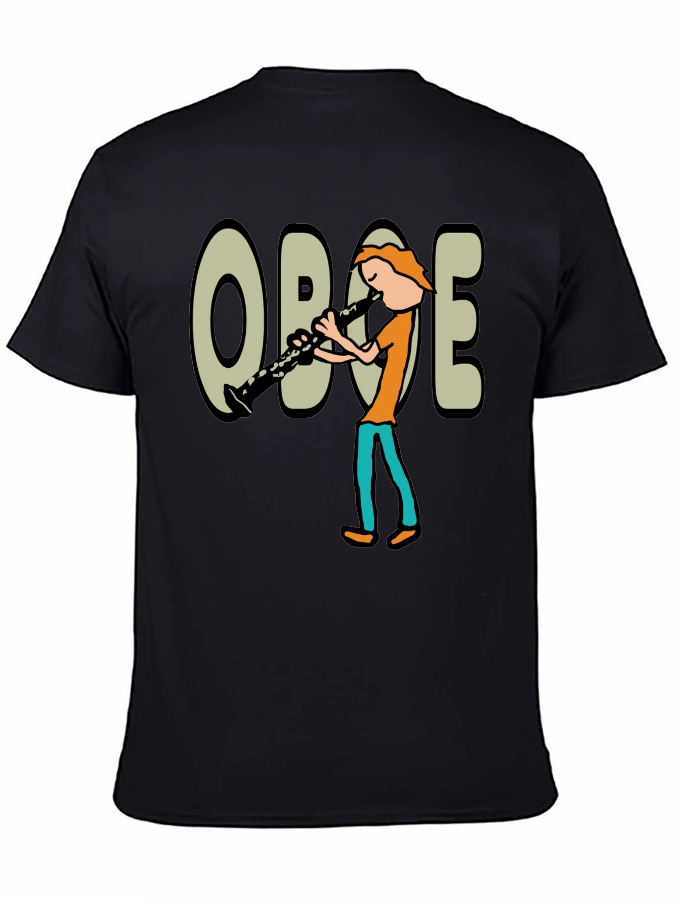Black Oboe Cartoon Graphic T-Shirt view 4