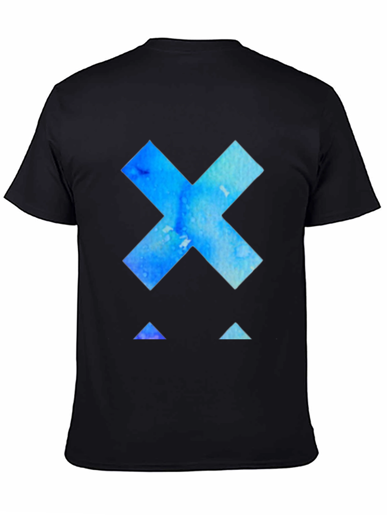 Black Geometric Blue Watercolor Graphic Tee - Modern Design view 4