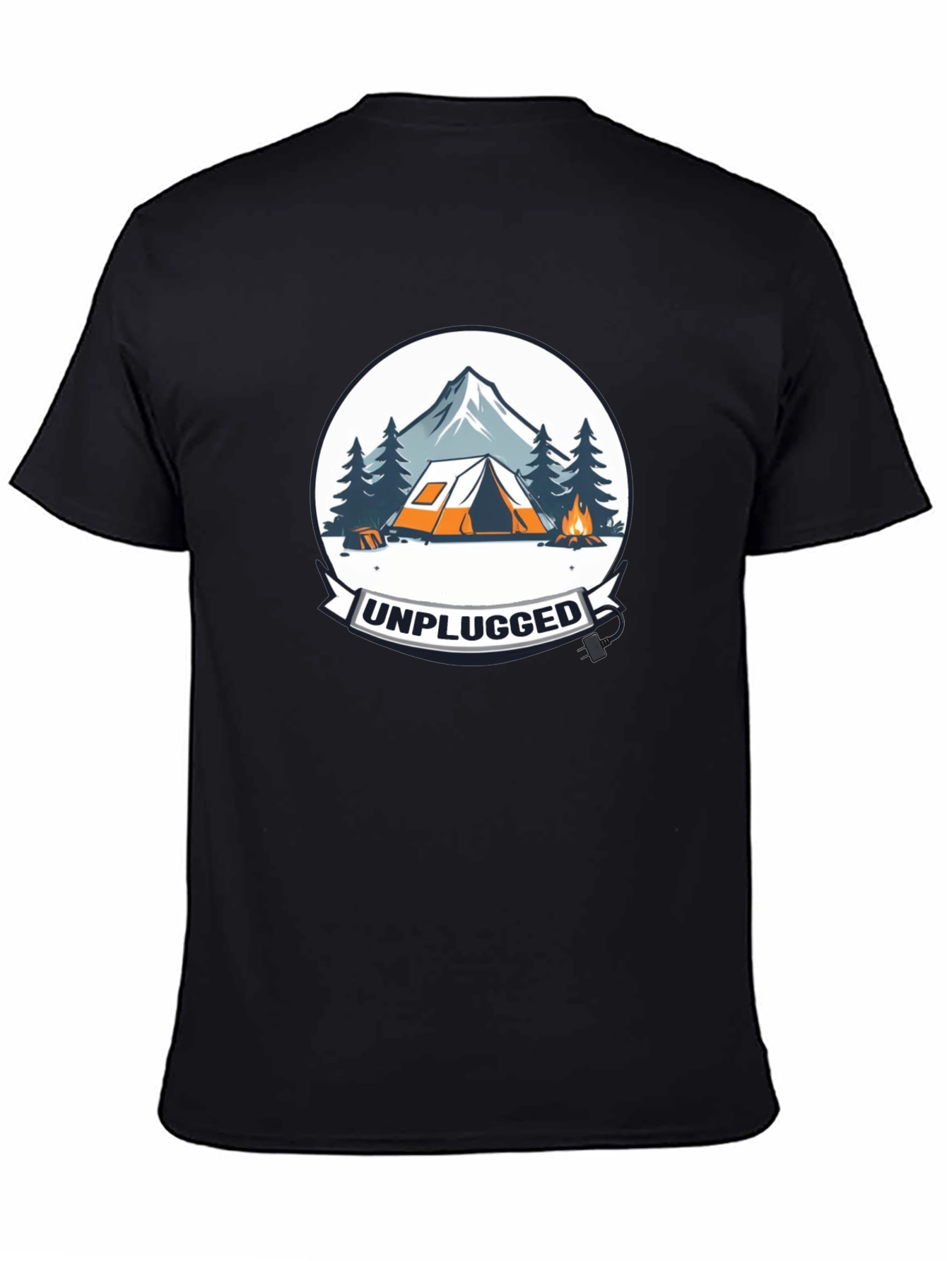 Black Unplugged Camping Graphic Tee - Black view 4