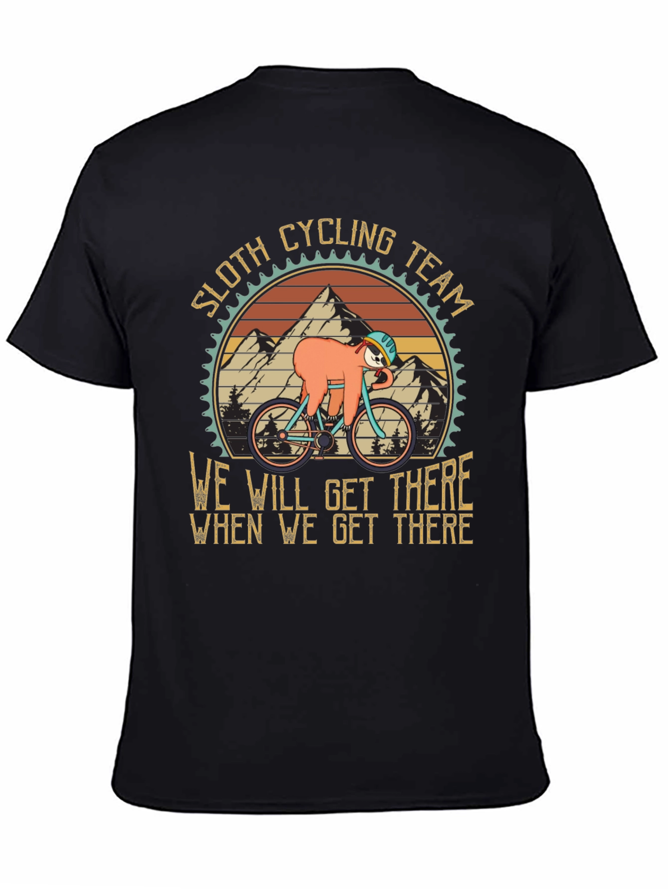 Black Sloth Cycling Team Graphic Tee view 4