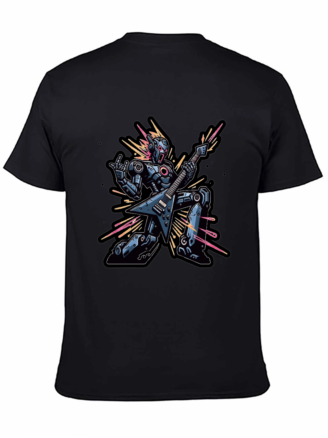 Black Robot Guitarist Graphic Tee - Black view 4