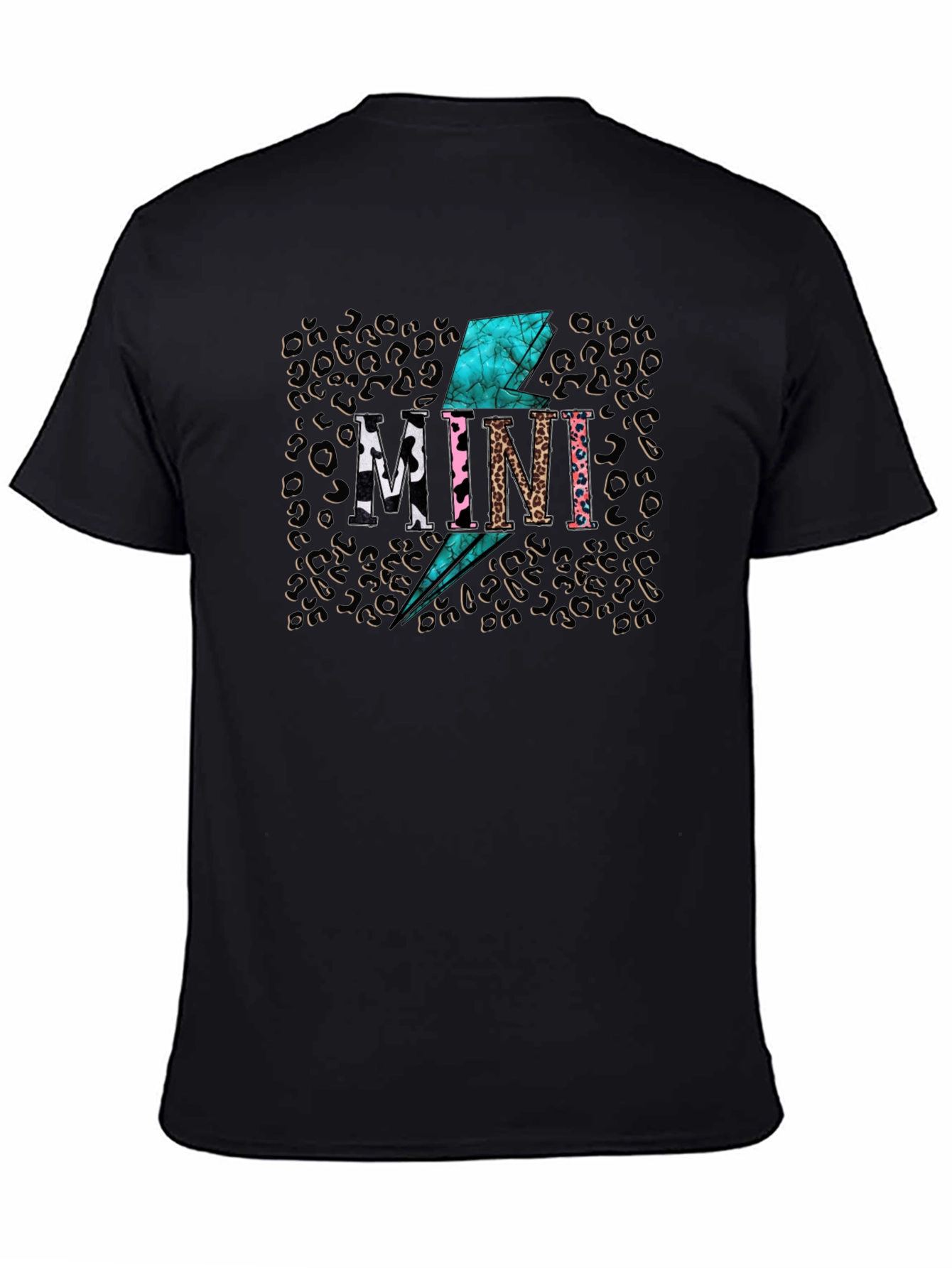 Black Stylish Leopard Print Mini T-Shirt view 4