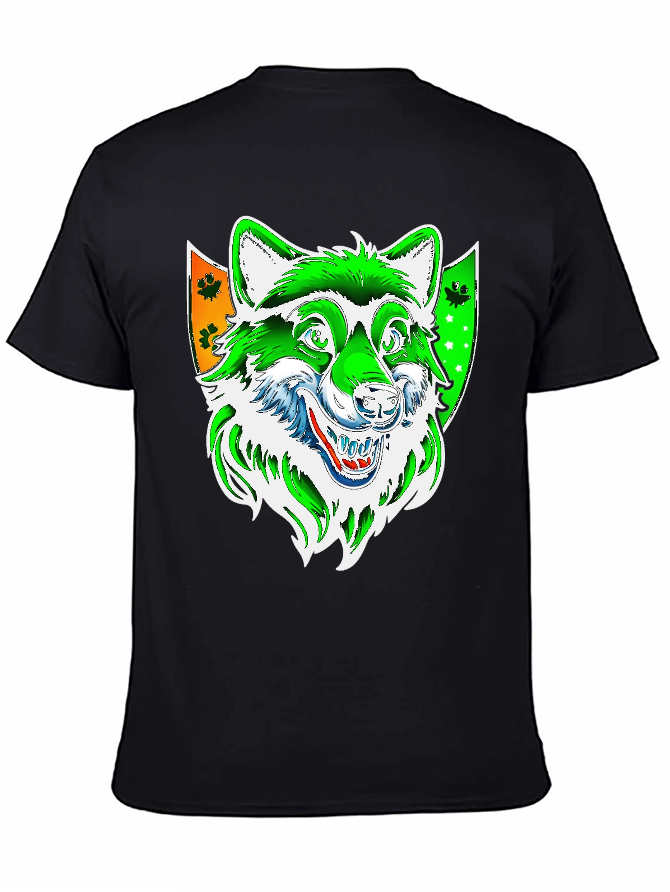 Black Wolf Graphic Tee - Black Cotton Blend Shirt view 4