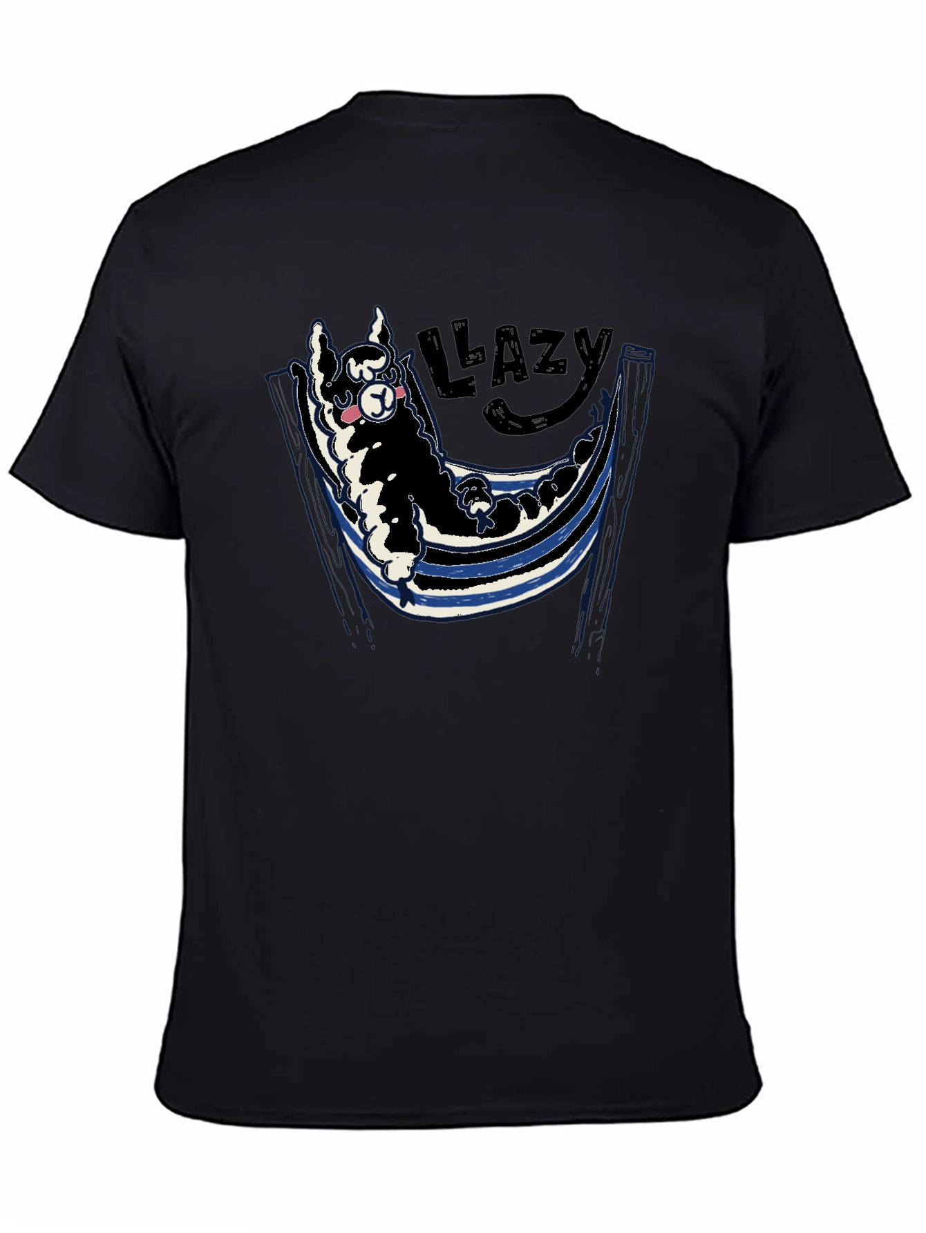 Black Lazy Llama Hammock Graphic Tee - Soft Cotton Blend view 4