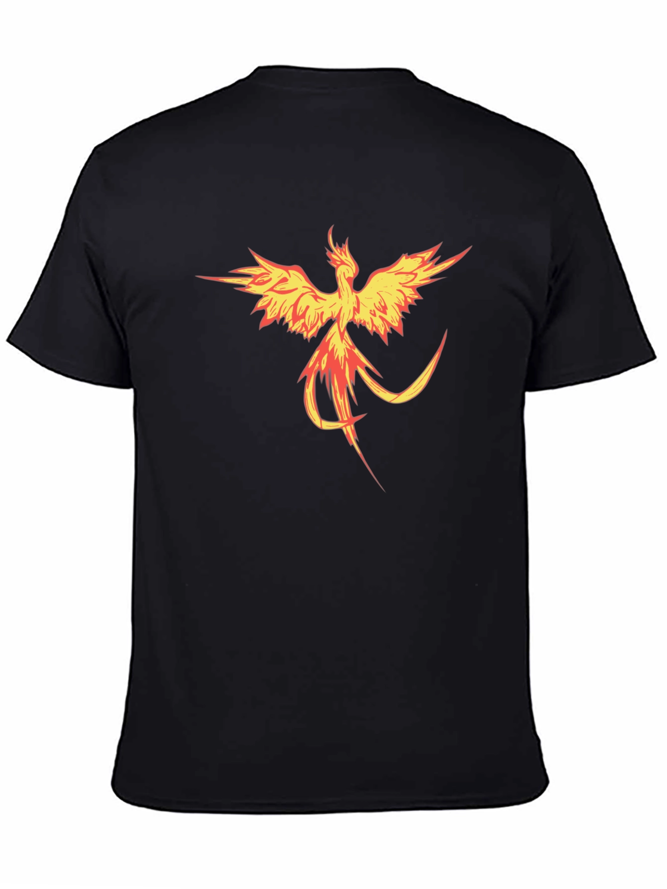 Black Fiery Phoenix Graphic Tee - Bold Black T-Shirt view 4