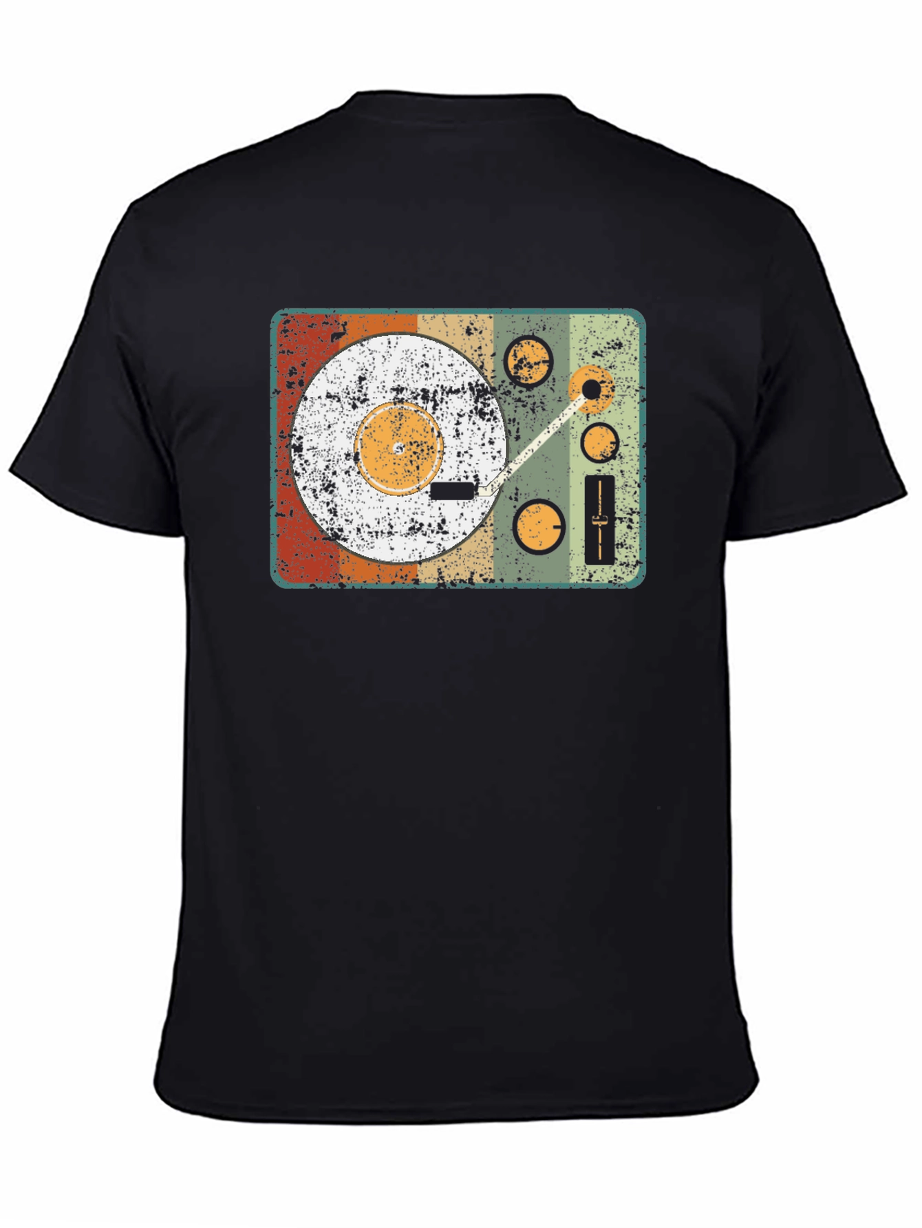 Black Vintage Record Player Graphic Tee view 4