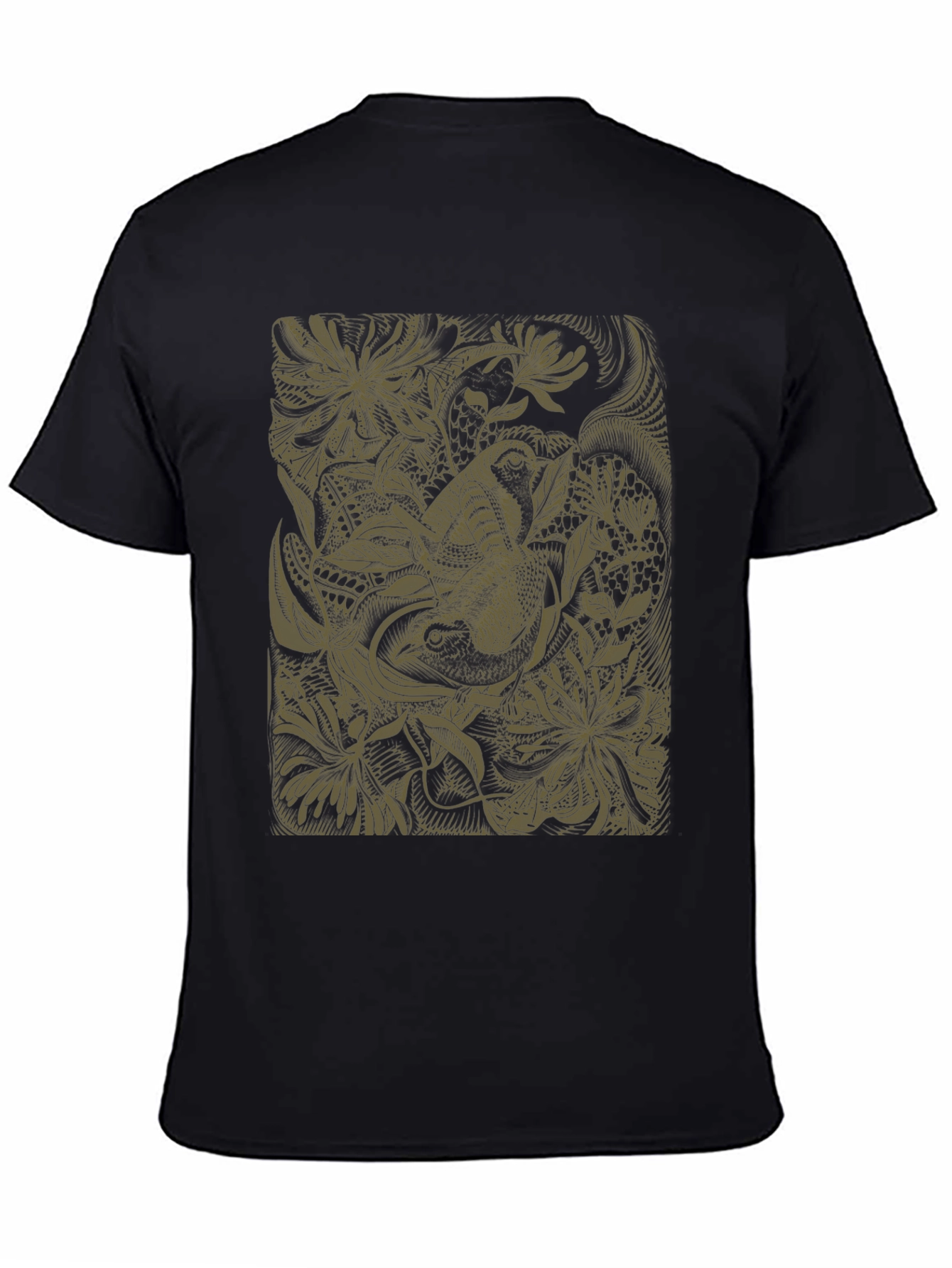 Black Nature Print Black T-Shirt view 4