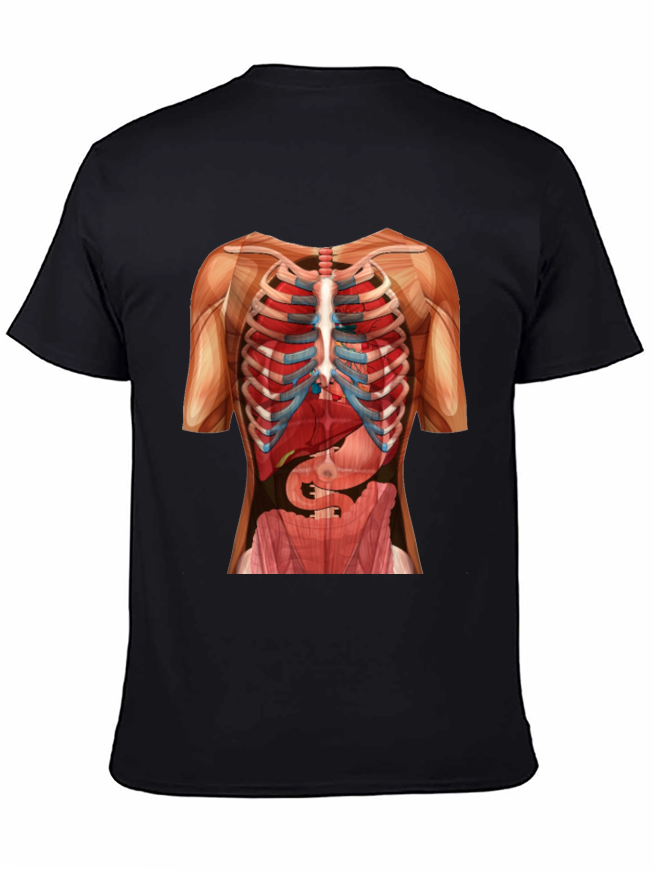 Black Anatomy Skeleton Rib Cage T-Shirt view 4