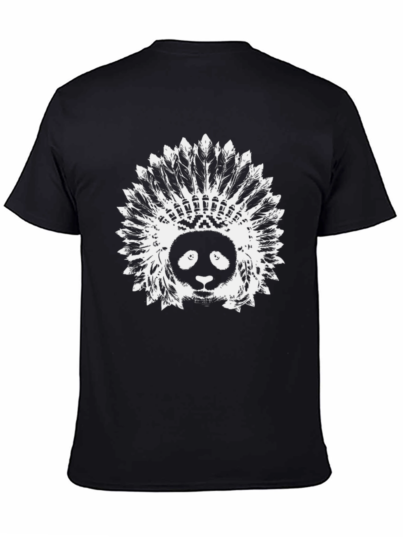 Black Panda Headdress Graphic Black T-Shirt view 4