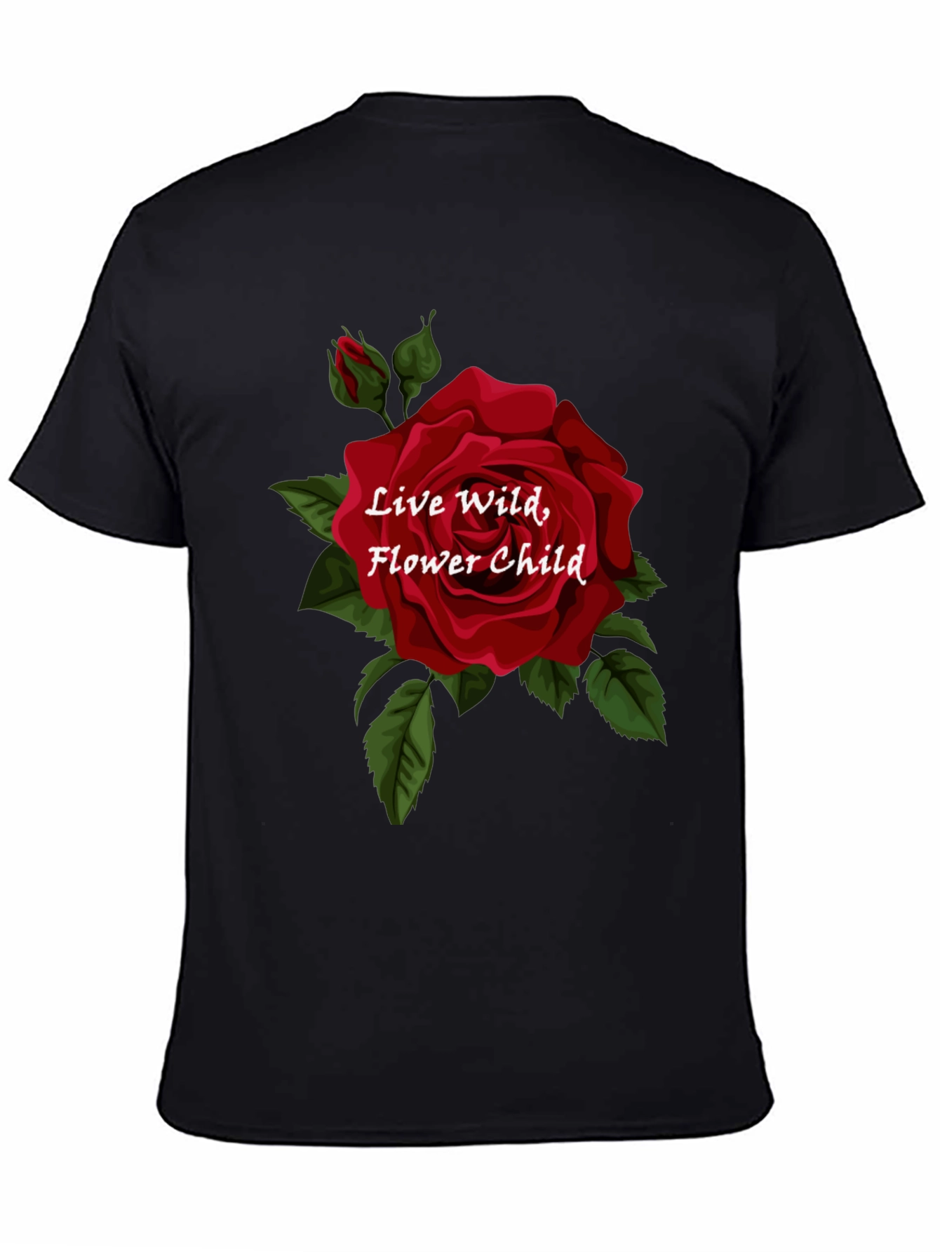 Black Live Wild Flower Child Graphic Tee - Black view 4