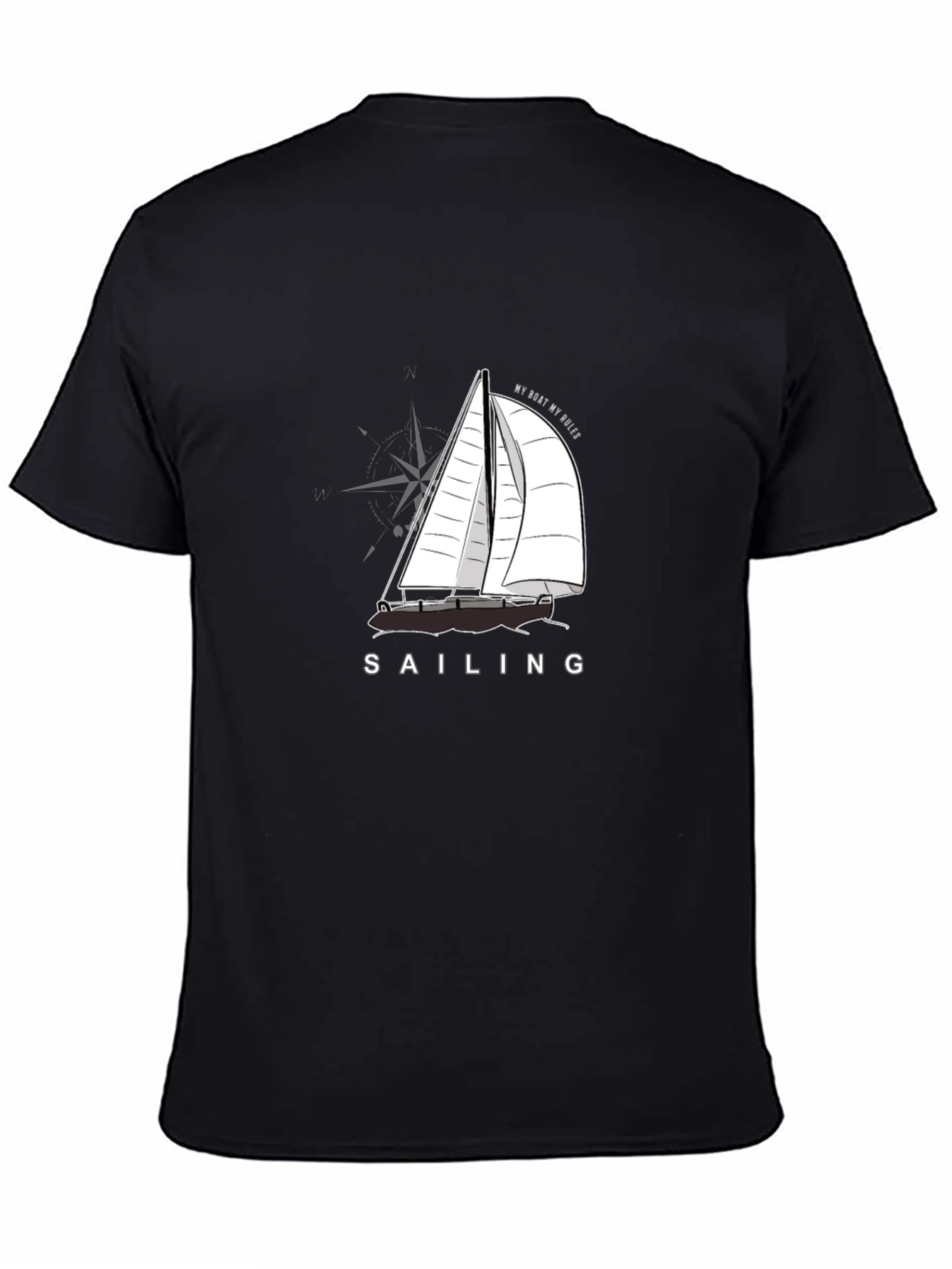 Black Sailing T-Shirt - "My Boat, My Rules" Graphic Tee view 4