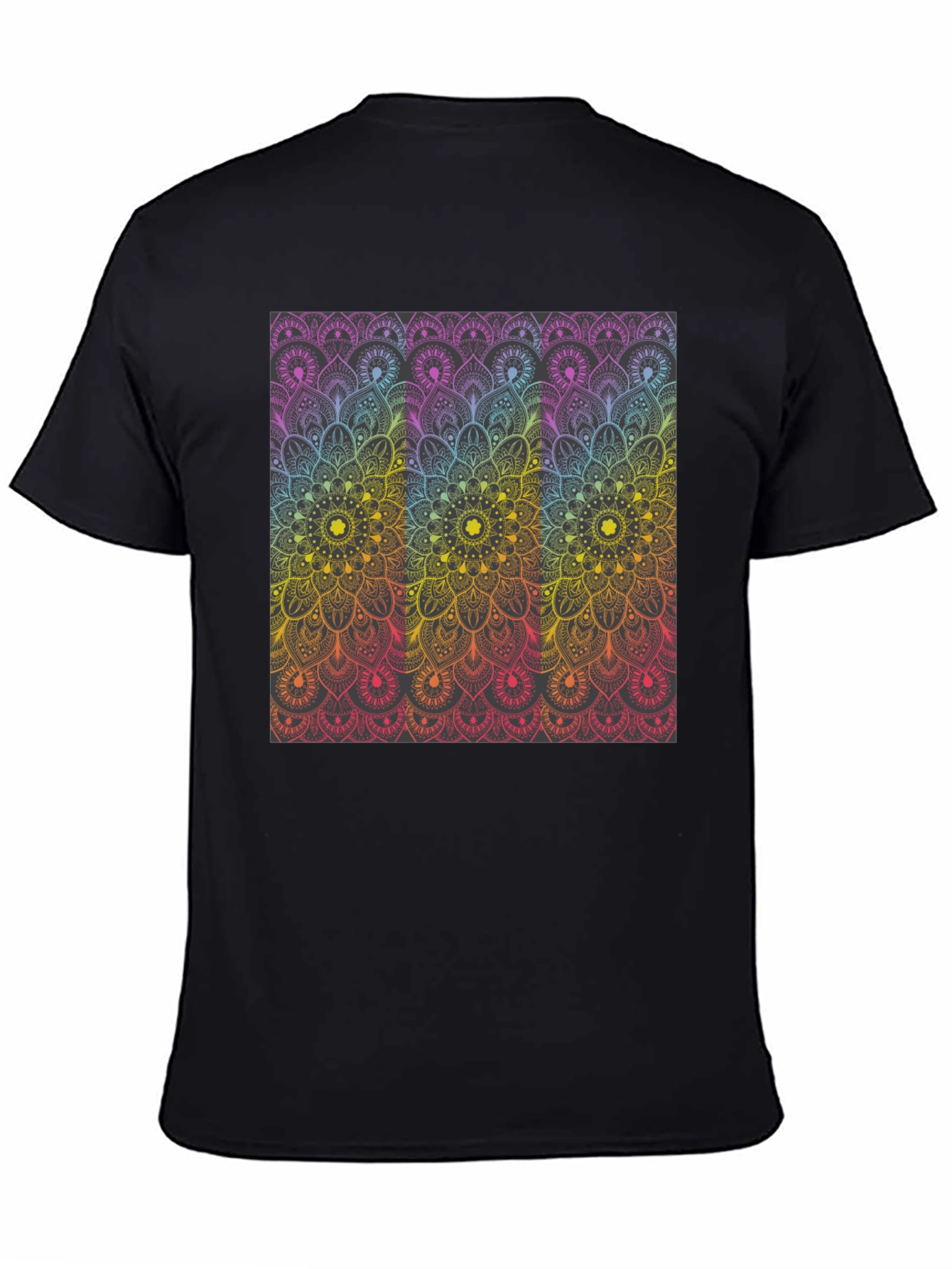 Black Colorful Mandala Graphic Print Black T-Shirt view 4