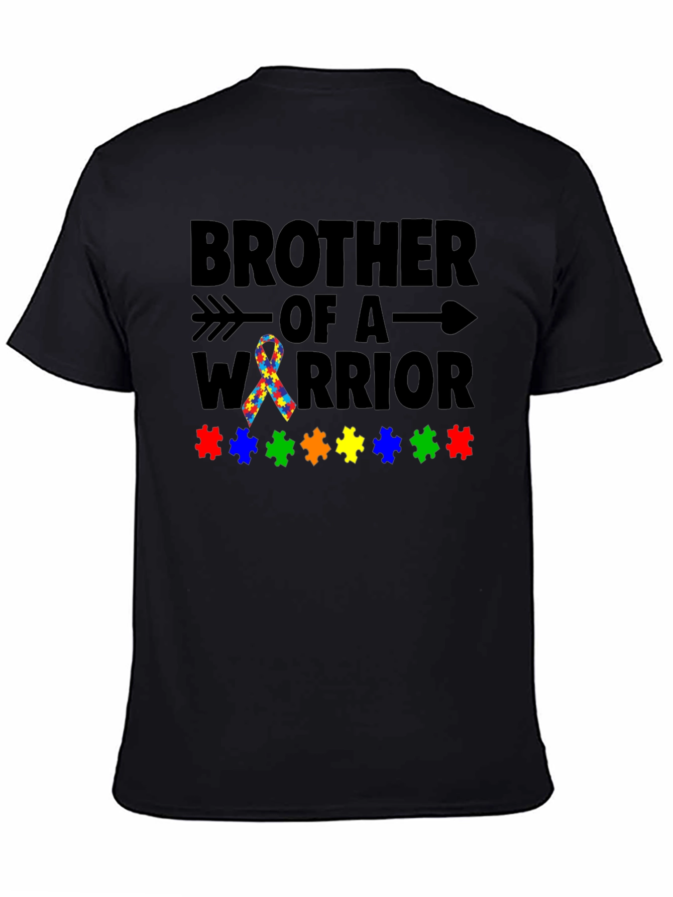 Black Brother of a Warrior Autism Awareness T-Shirt view 4