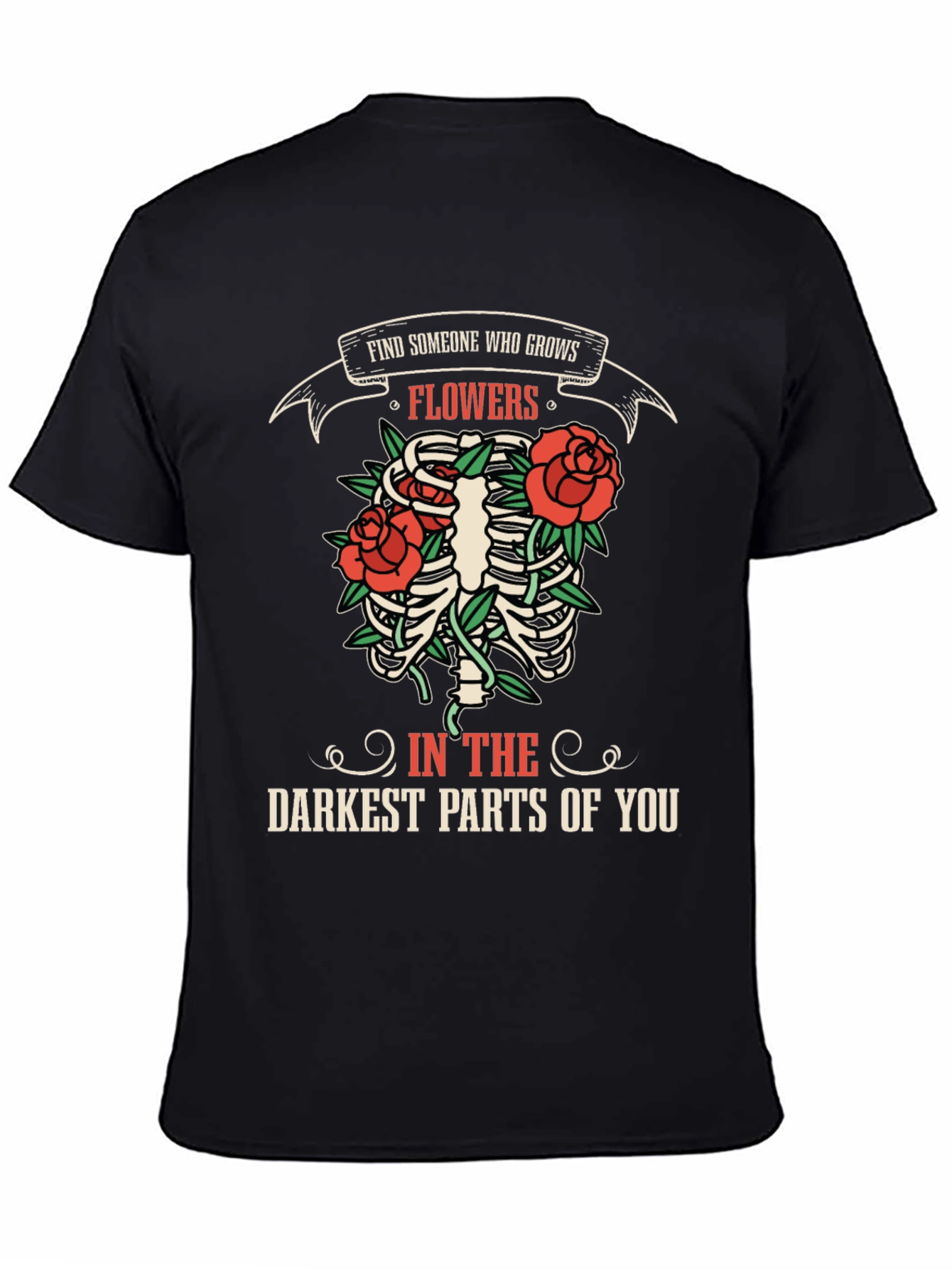 Black Find Someone Who Grows Flowers Graphic T-Shirt view 4