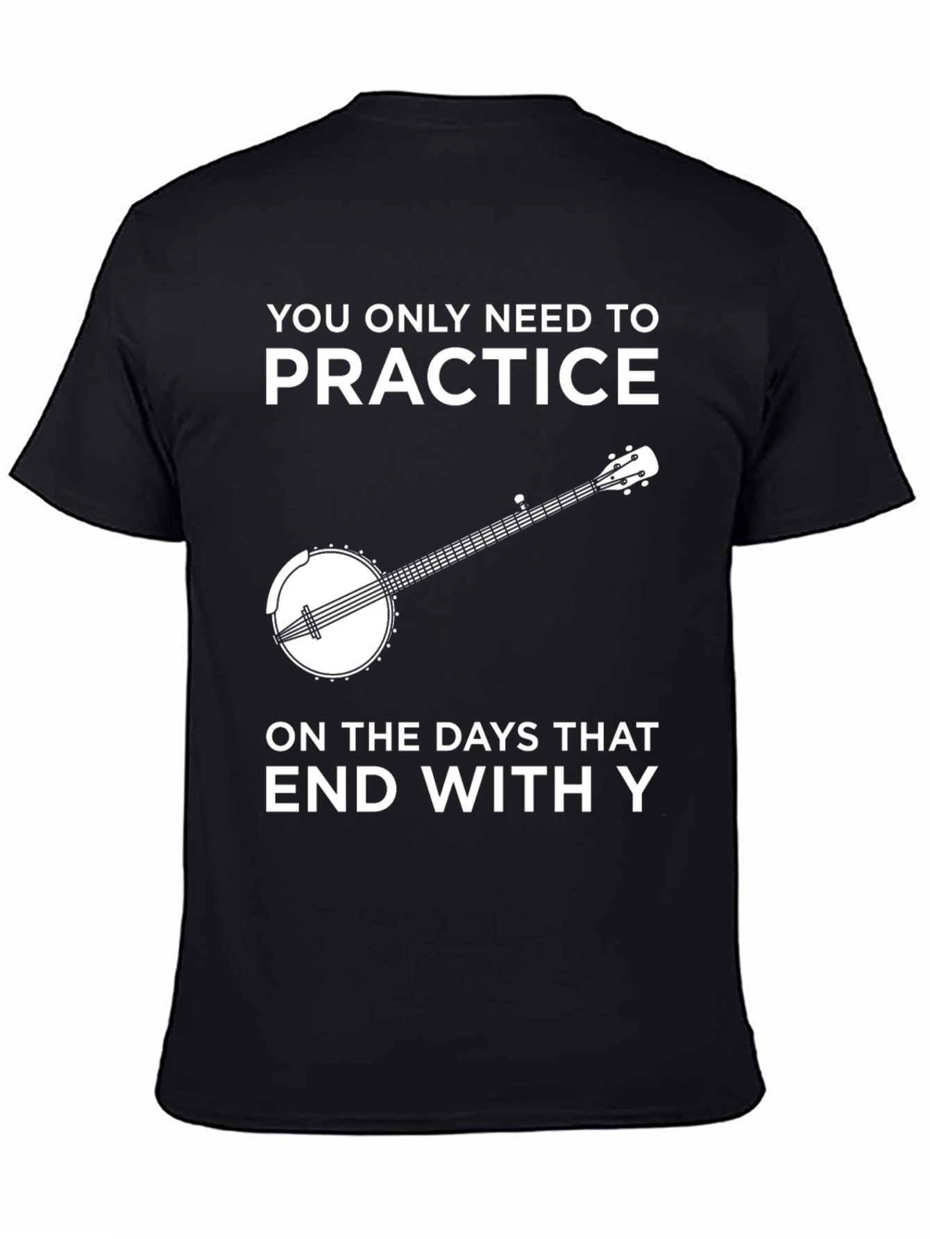 Black Funny Banjo Practice T-Shirt view 4