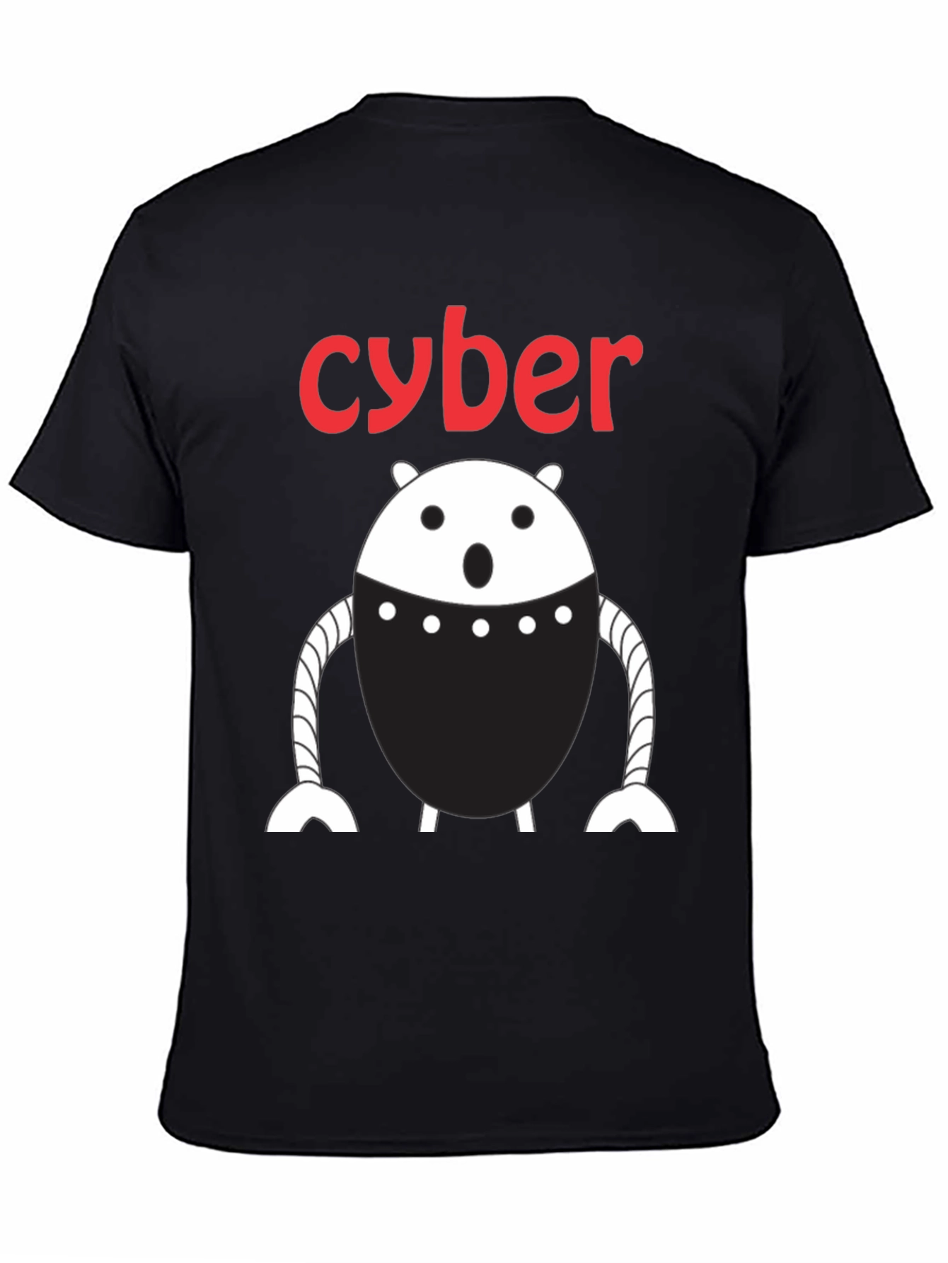 Black Cyber Robot Graphic T-Shirt - Black view 4