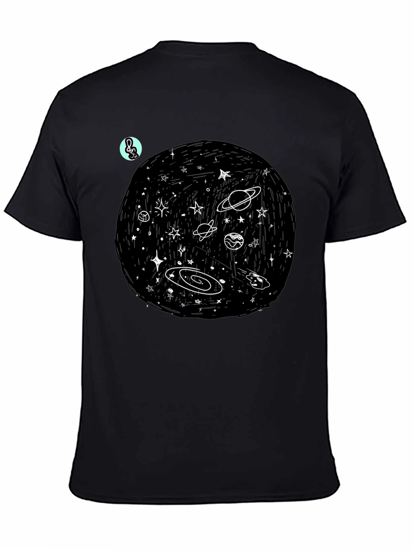 Black Galaxy Dreamer Tee - Unique Space Design view 4