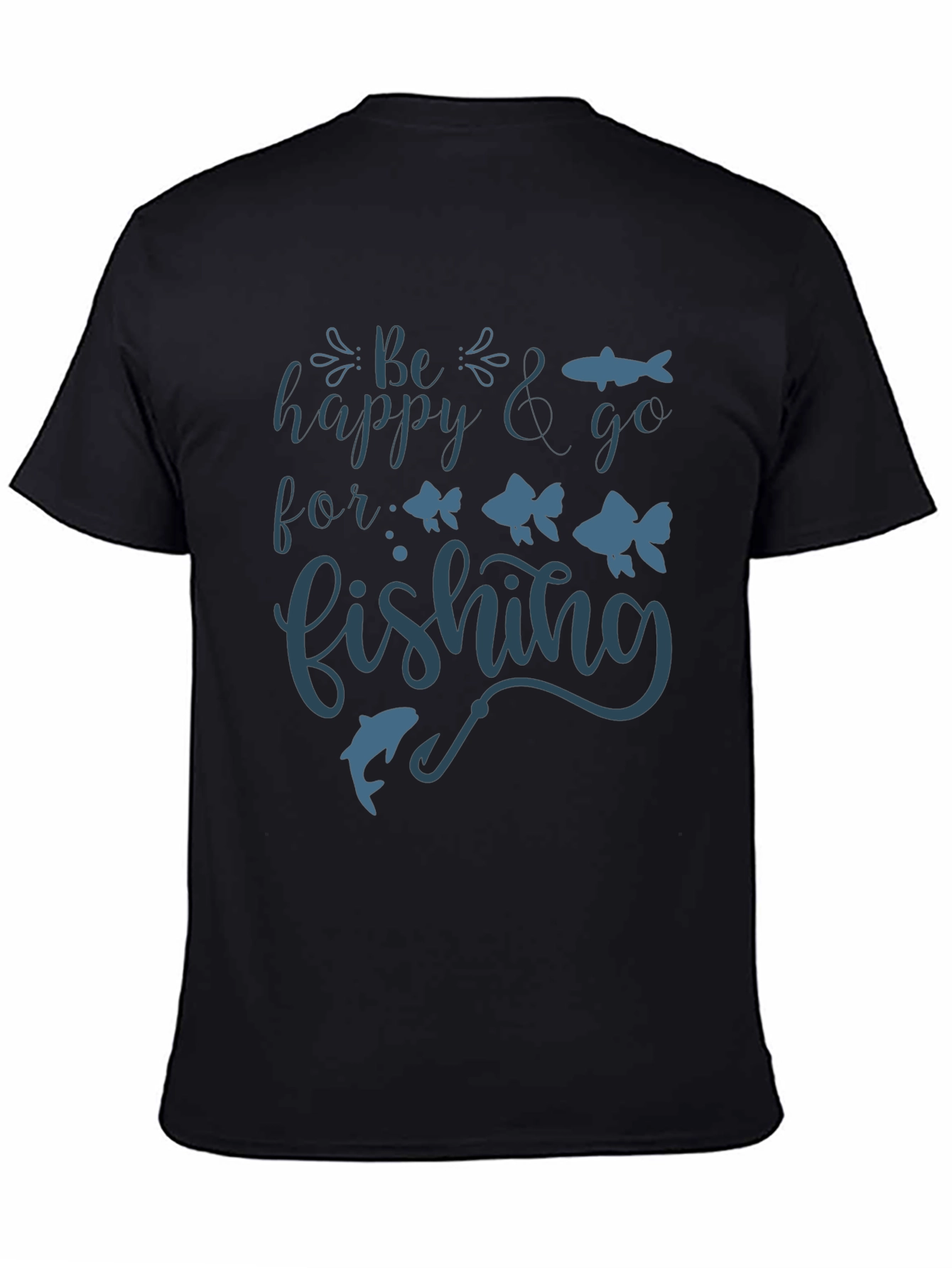 Black Be Happy & Go Fishing Graphic Tee view 4