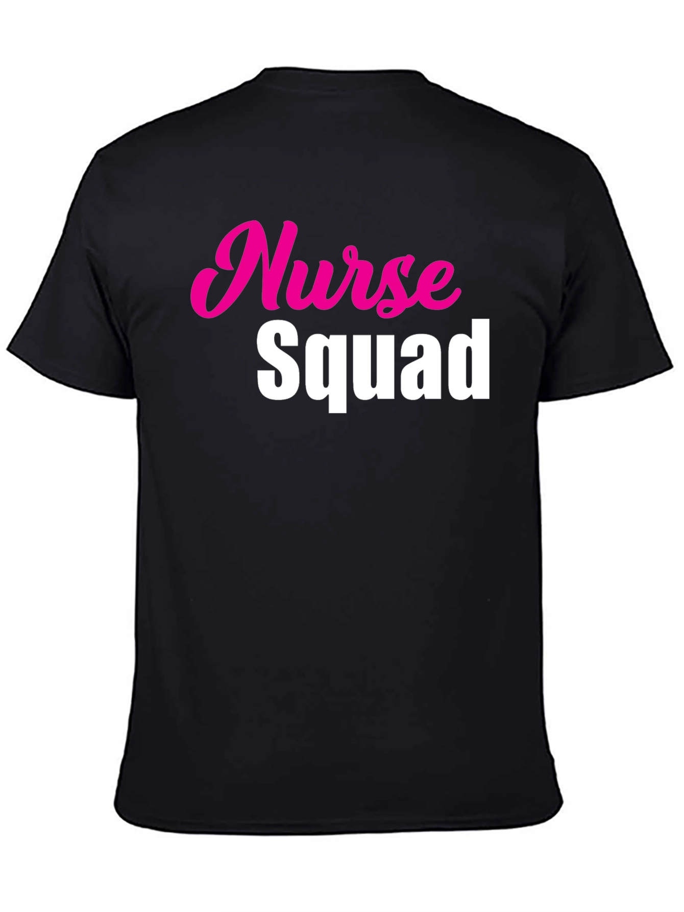Black Nurse Squad Tee - Hot Pink & White Text on Black view 4