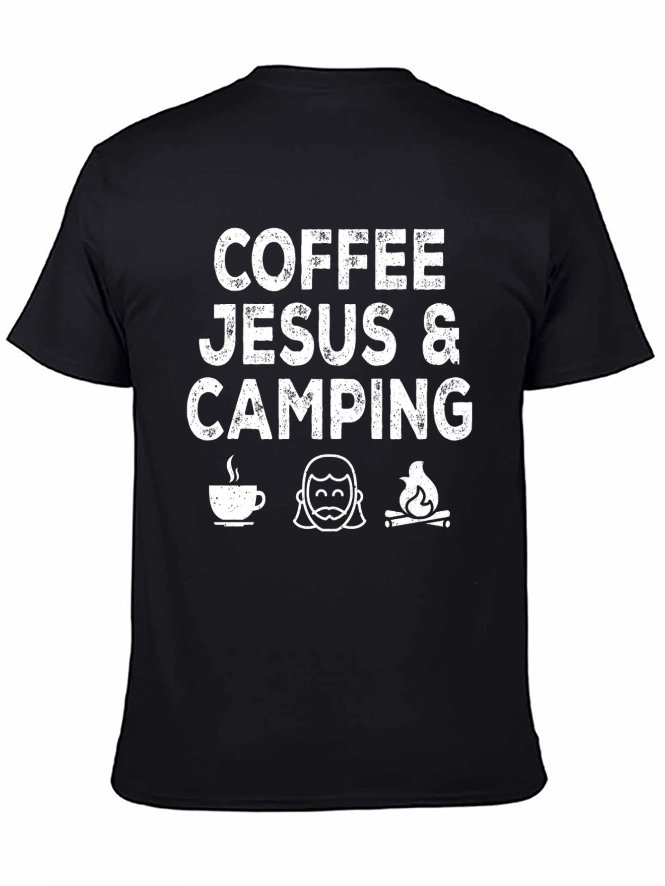 Black Coffee Jesus & Camping Black Graphic T-Shirt view 4