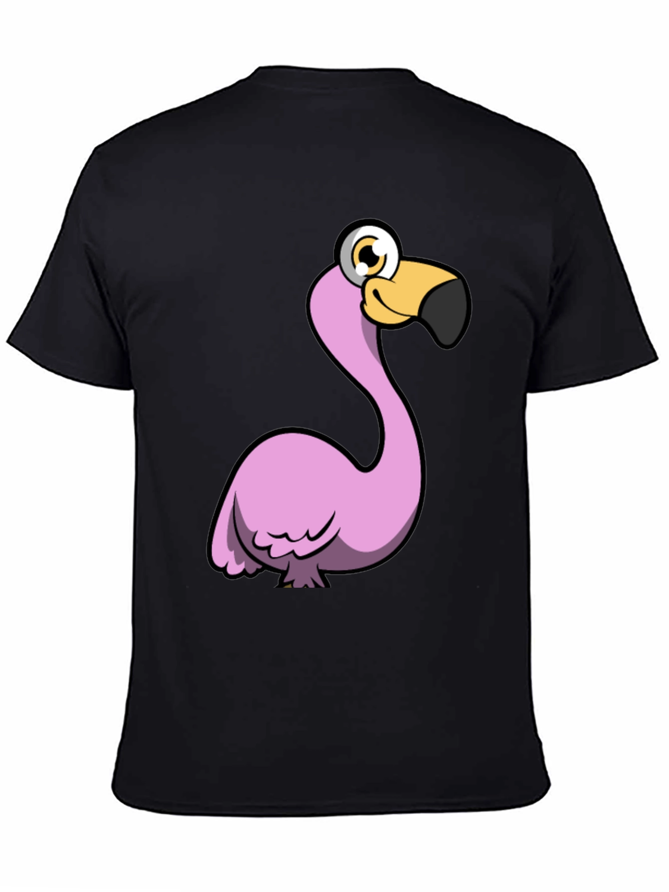 Black Funny Flamingo Graphic Tee - Black Cotton Shirt view 4