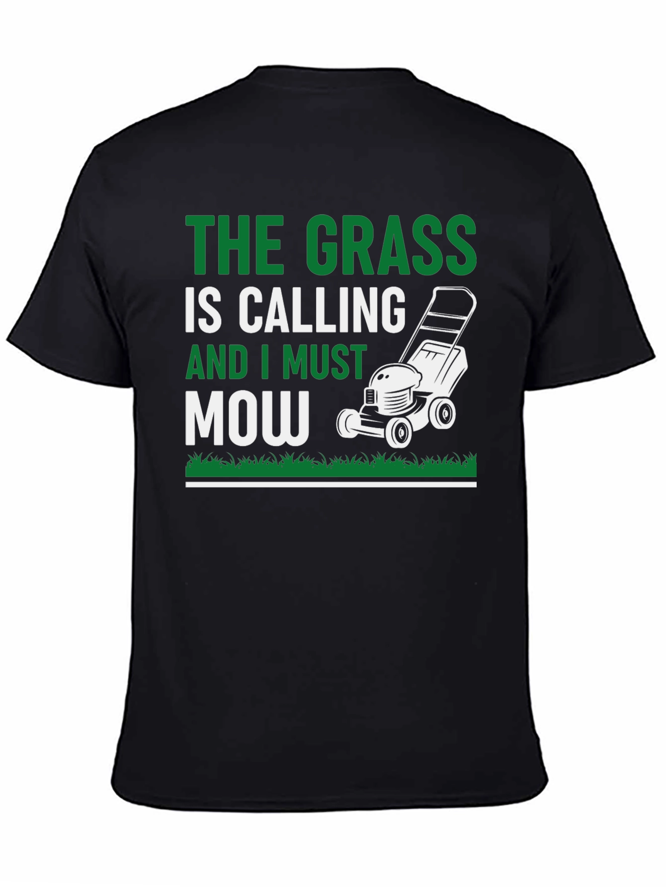 Black The Grass is Calling Funny Lawn Mowing T-Shirt view 4