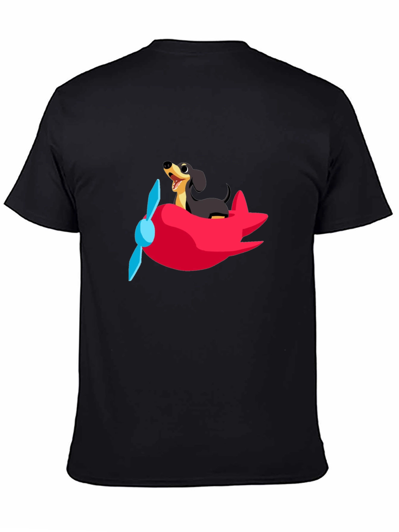 Black Dog Pilot T-Shirt - Cute Dachshund Flying Plane Tee view 4