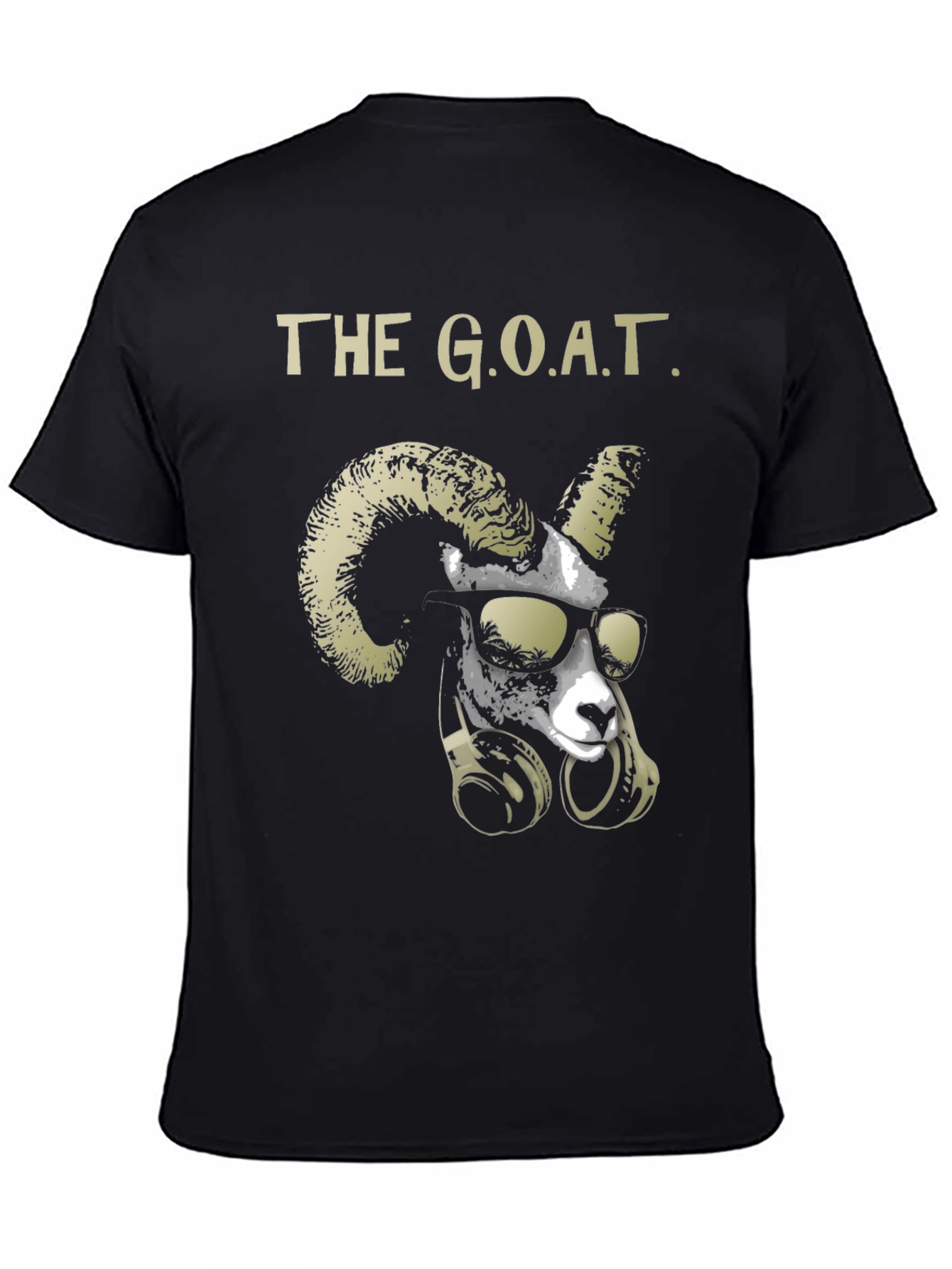 Black Cool Goat Graphic Tee - Greatest Of All Time Black T-Shirt view 4