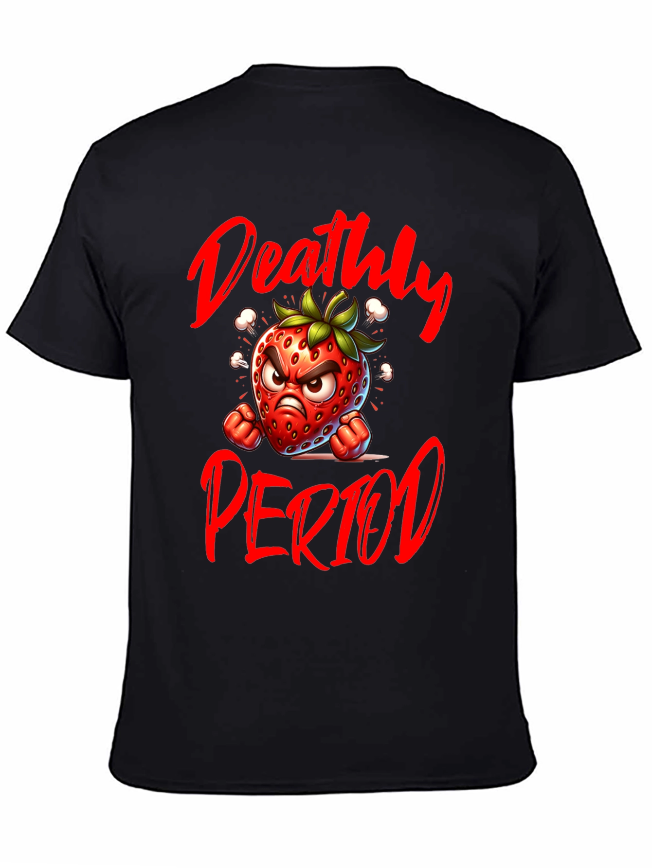Black Deathly Period Graphic Tee - Angry Strawberry T-Shirt view 4