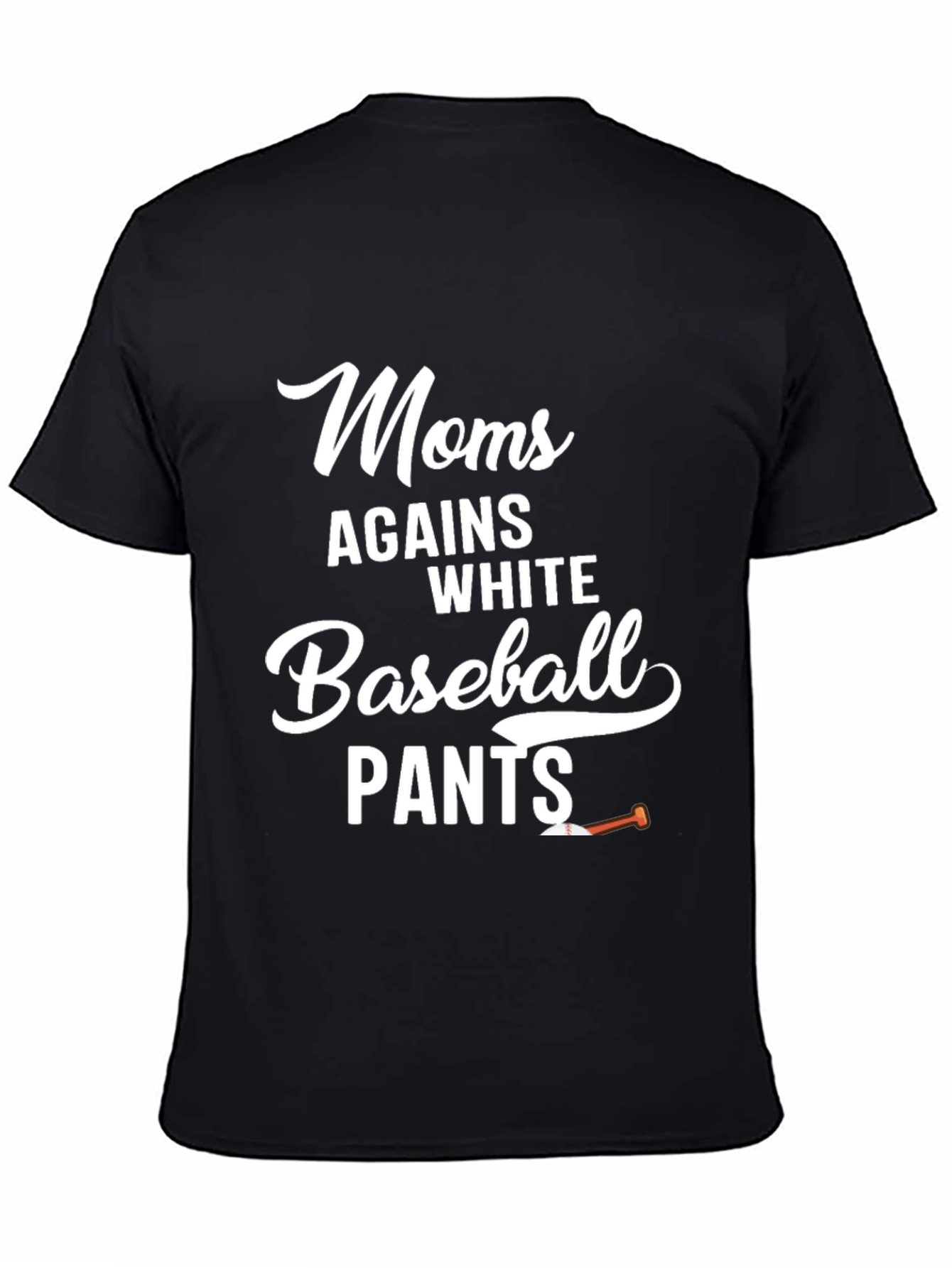 Black Moms Against White Baseball Pants T-Shirt view 4